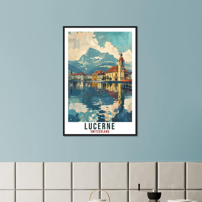 Lucerne Travel Print Swiss Wall Art Wall Hanging Home Living Décor Lucerne Gift Art Lovers Gift Switzerland Artwork Gift Swiss Travel Poster