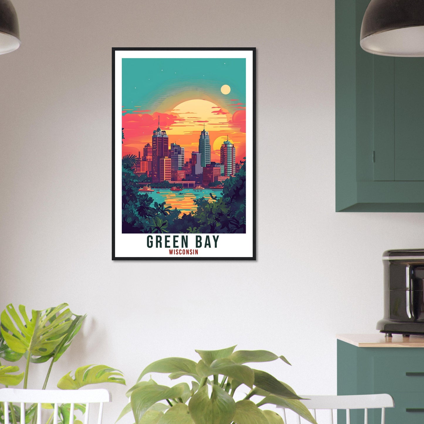 Green Bay Travel Print Wisconsin Home Decoration USA City Wall Art Gift Wall Hanging Art Lover Wisconsin Artwork Green Bay Travel Poster