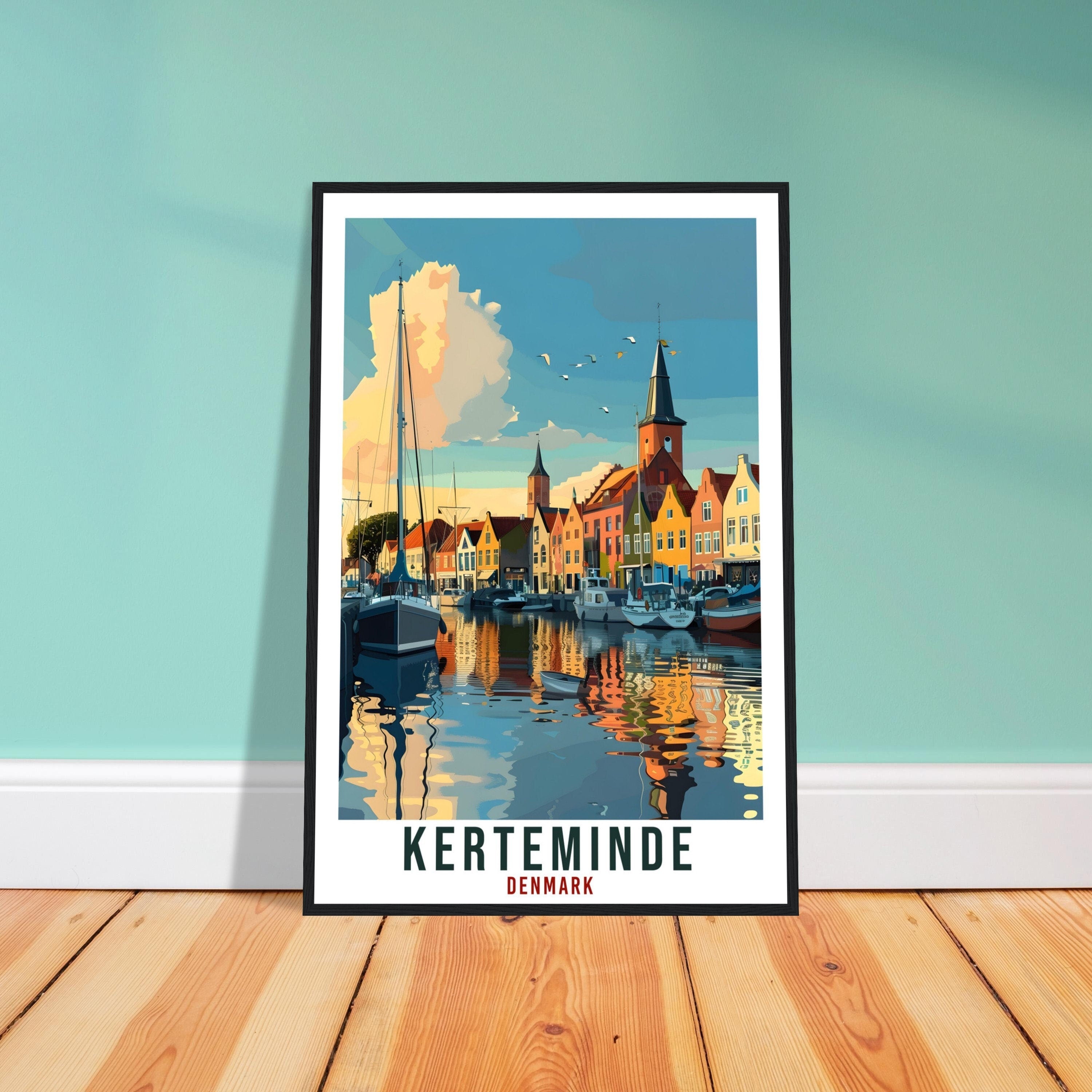 Kerteminde Travel Print Denmark Wall Art Wall Hanging Home Living Décor Kerteminde Gift Art Lovers Denmark Artwork Gift Danish Travel Poster