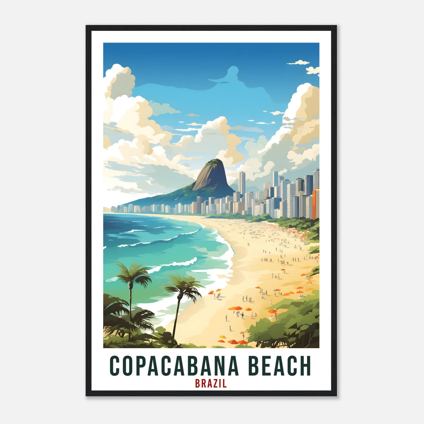 Copacabana Beach Travel Print Wall Art Copacabana Brazil Wall Hanging Artwork Art Gifts Copacabana Travel Poster Brazil Art Lovers Gift