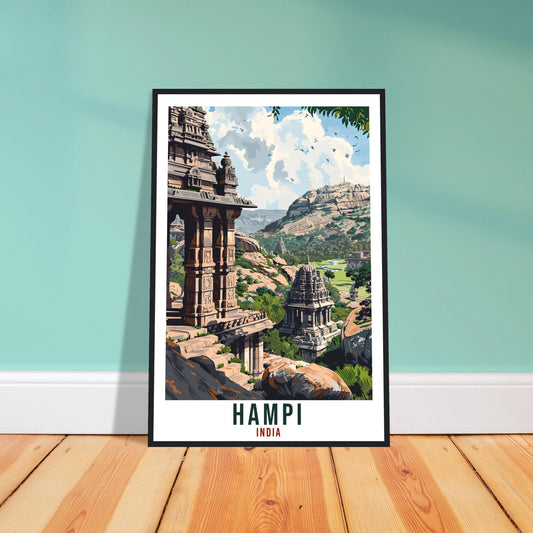 Hampi Travel Print India Home Decoration Wall Art Gift Wall Hanging Art Lover Indian Artwork India Hampi Travel Poster Hampi Indian Gift