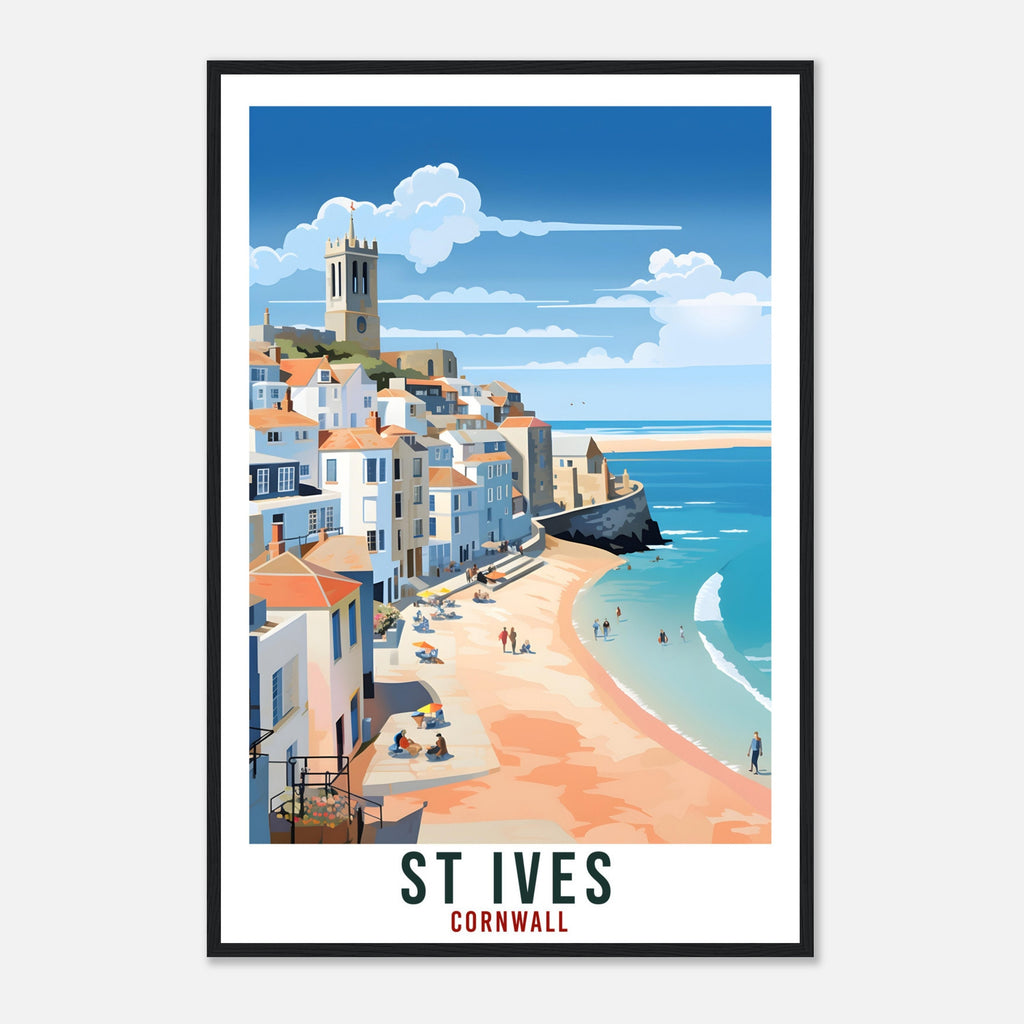 St Ives Travel Print Cornwall Wall Art Home Decor Wall Hanging Travel Art Gift St Ives Travel Poster England Coastal Artwork Art Lover Gift