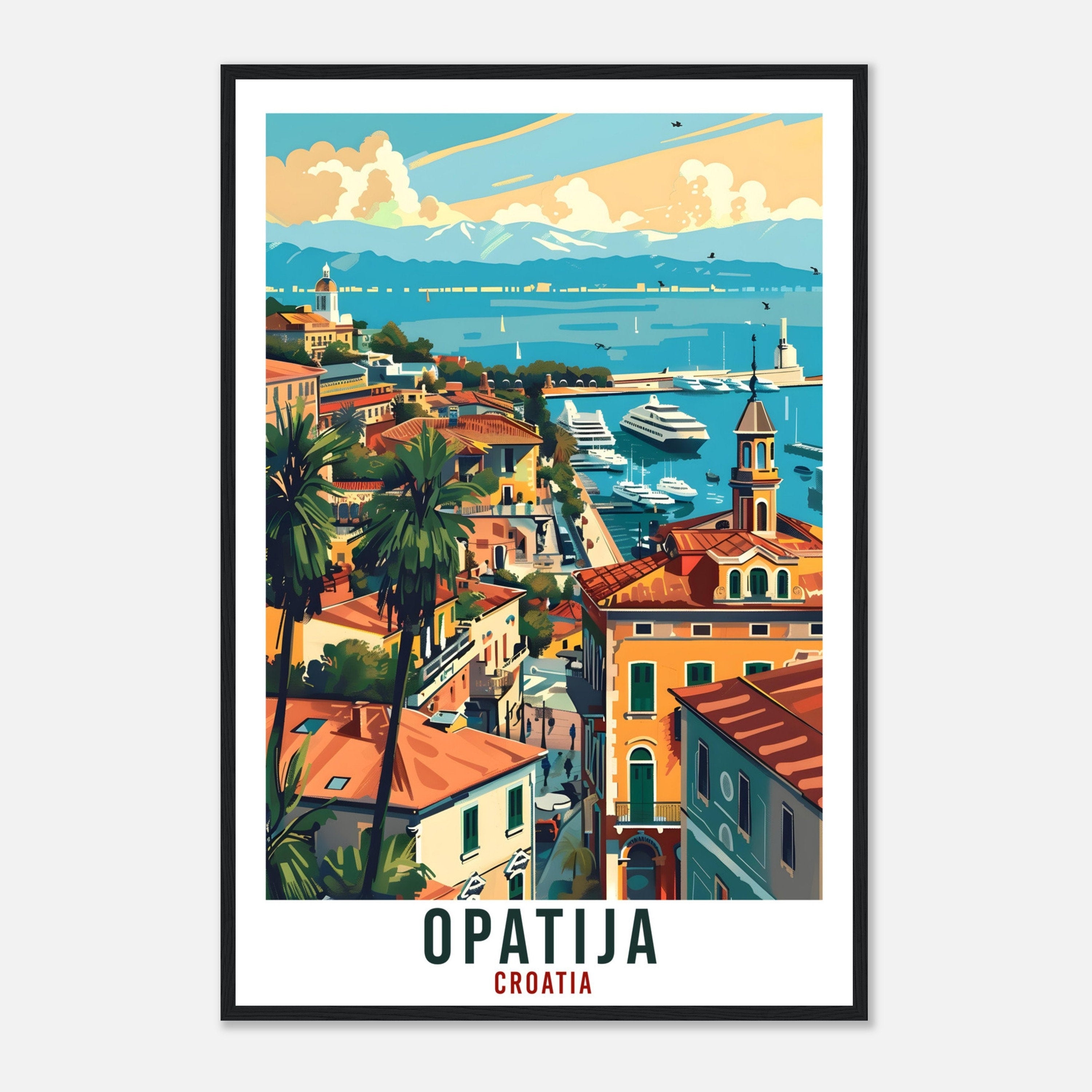 Opatija Travel Print Croatia Wall Art Wall Hanging Home Décor Opatija Gift Croatian Landmark Artwork Gift Croatia Holiday Travel Poster