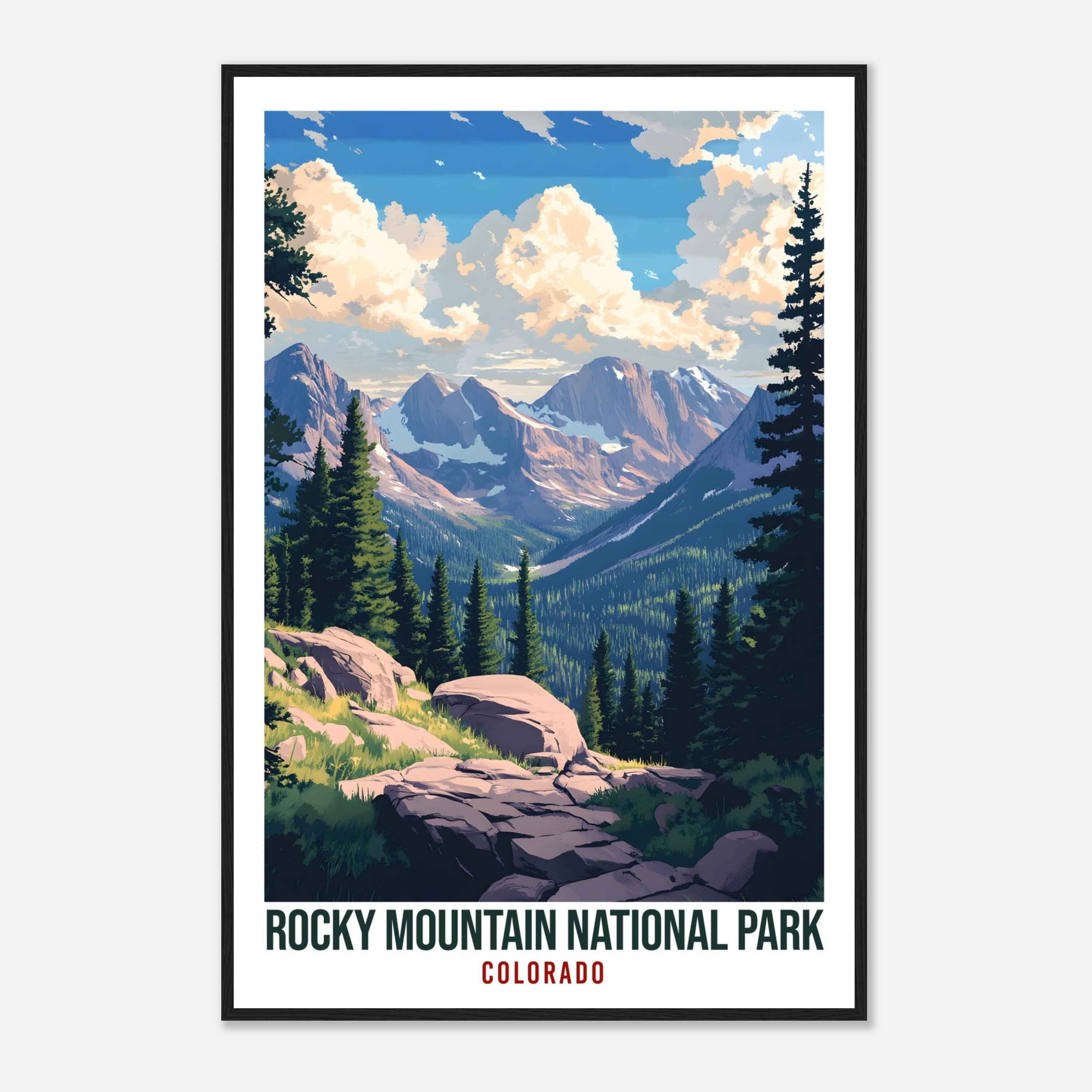Rocky Mountain National Park Colorado USA Travel Print Wall Art Wall Hanging Décor Rockies Gift Travel Art USA Hiking Artwork Travel Poster