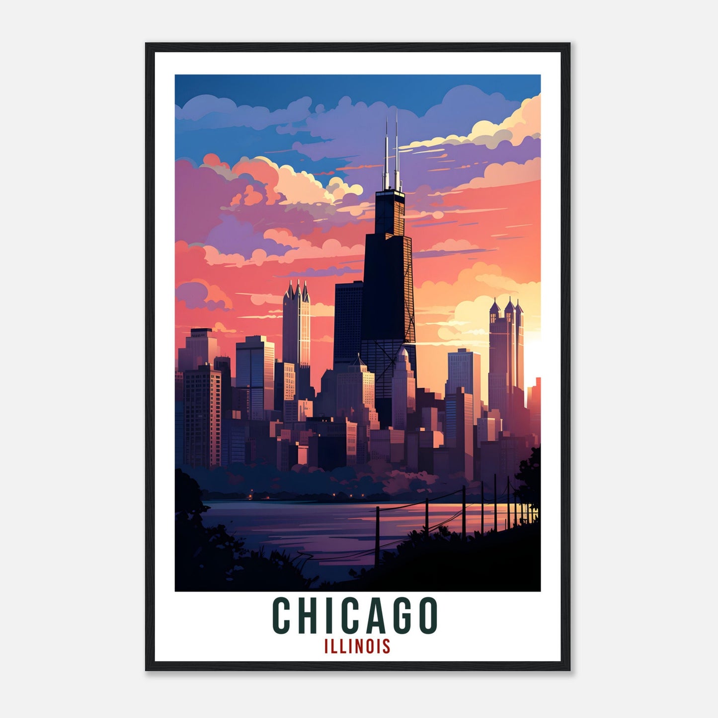 Chicago Travel Print Illinois Home Decoration USA City Wall Art Gift Wall Hanging Art Lover Illinois Artwork Chicago Travel Poster