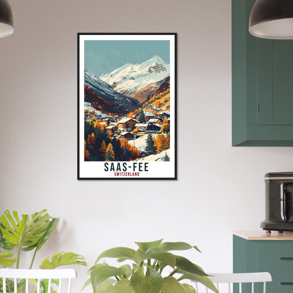 Saas-Fee Travel Print Swiss Wall Art Wall Hanging Home Living Décor Saas-Fee Gift Art Lovers Switzerland Artwork Gift Swiss Travel Poster