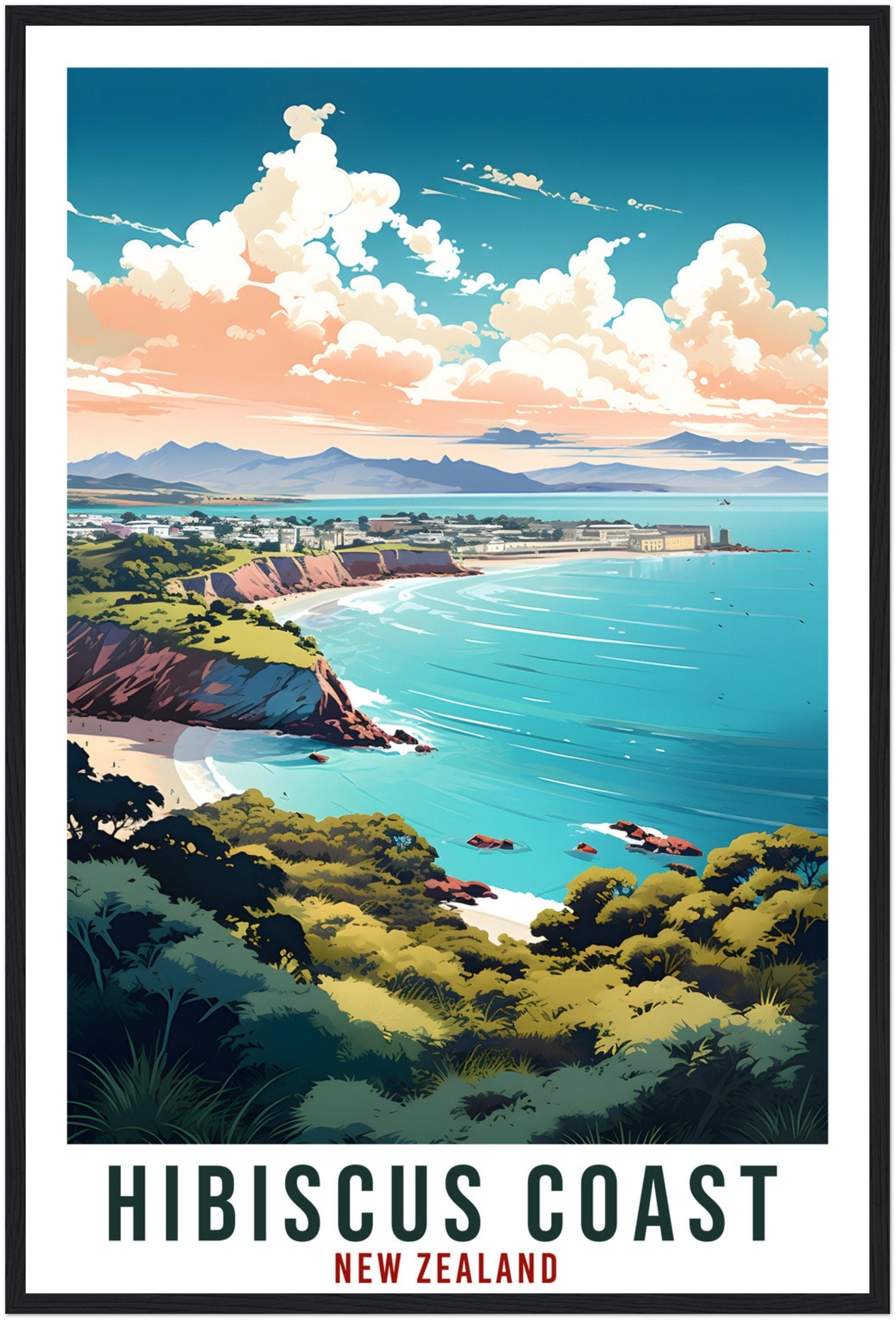 Hibiscus Coast Travel Print Wall Art Hibiscus Coast New Zealand Artwork Art Gifts Hibiscus Coast Travel Poster New Zealand Art Lovers Gift