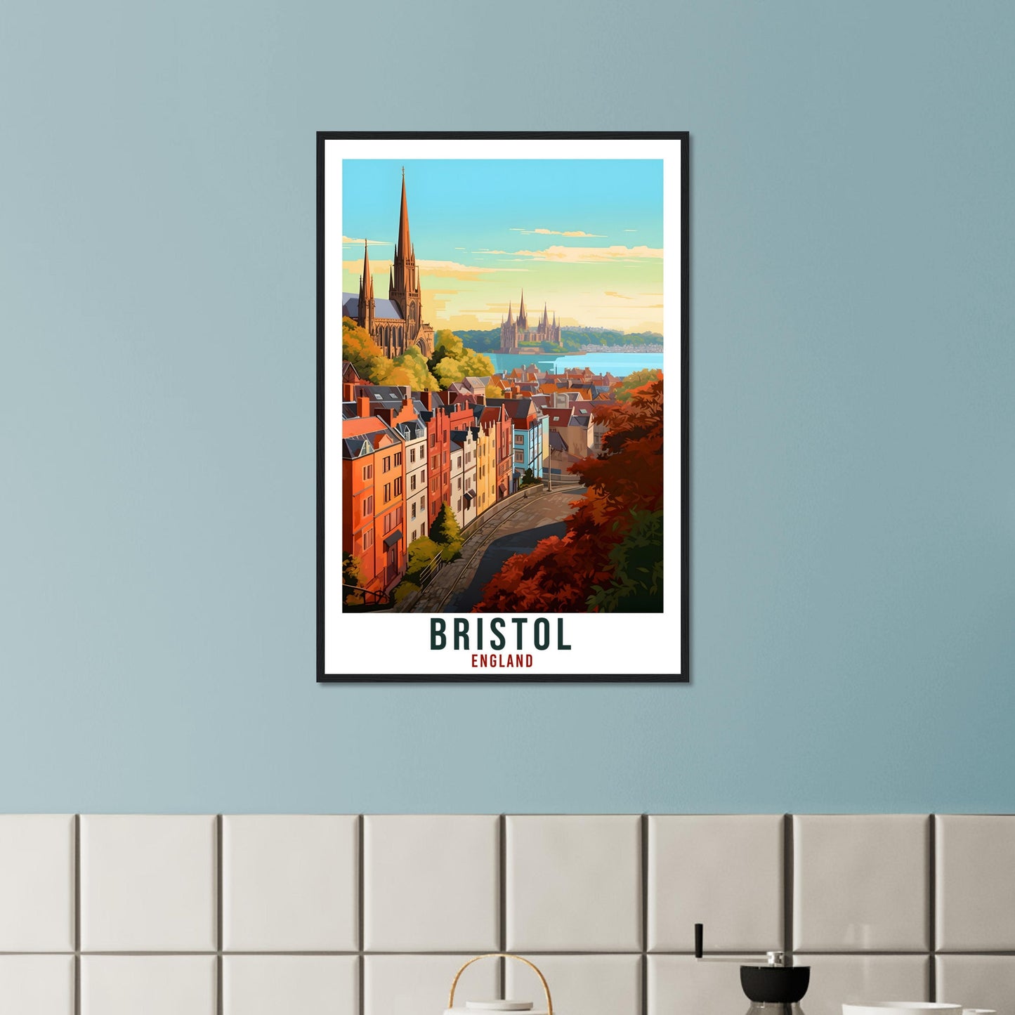 Bristol Travel Print English Wall Art Home Decor Wall Hanging Travel Art Gift Bristol Travel Poster England Landscape Artwork Art Lover Gift