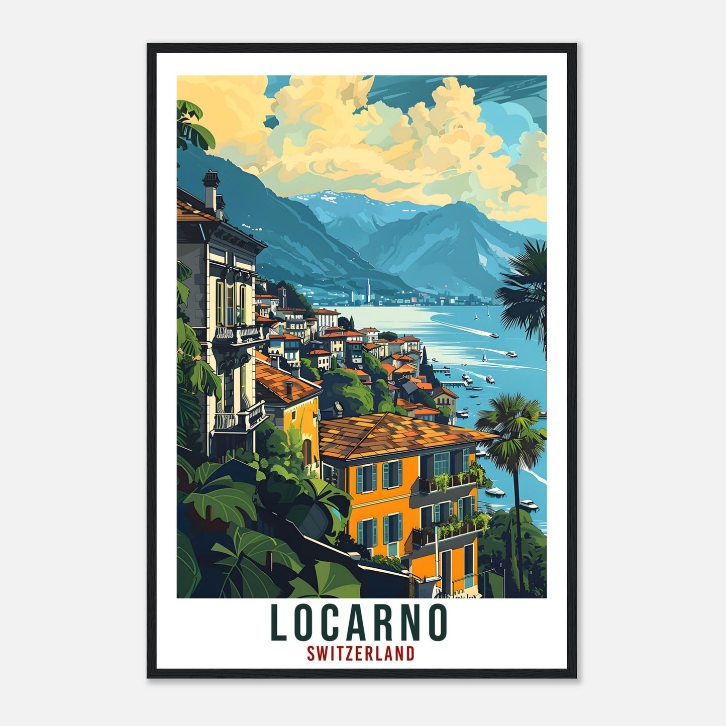 Locarno Travel Print Swiss Wall Art Wall Hanging Home Living Décor Locarno Gift Art Lovers Gift Switzerland Artwork Gift Swiss Travel Poster