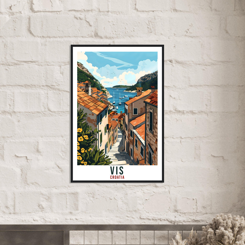 Vis Travel Print Croatian Island Wall Art Wall Hanging Home Décor Vis Gift Croatian Landmark Artwork Gift Vis Croatia Holiday Travel Poster