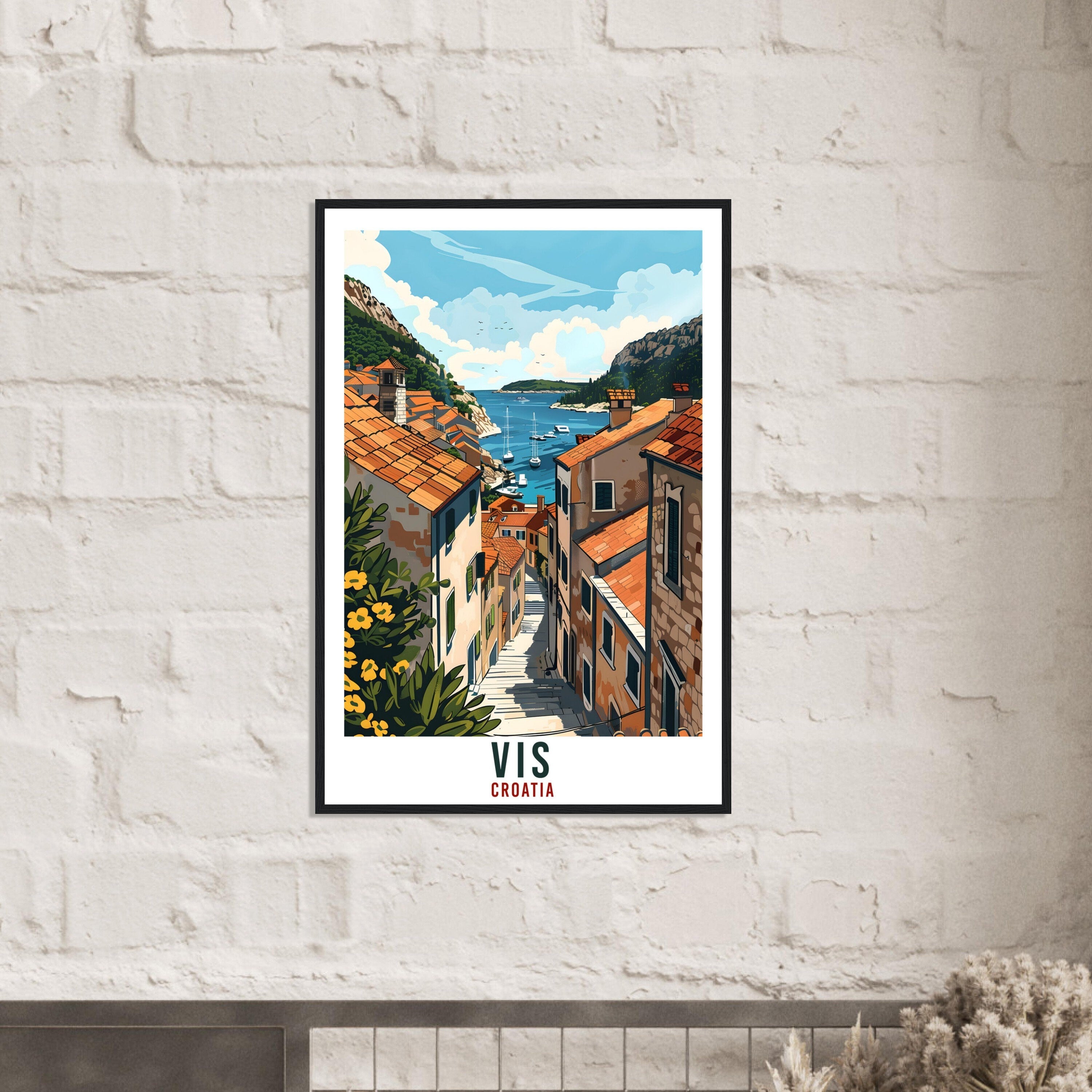 Vis Travel Print Croatian Island Wall Art Wall Hanging Home Décor Vis Gift Croatian Landmark Artwork Gift Vis Croatia Holiday Travel Poster