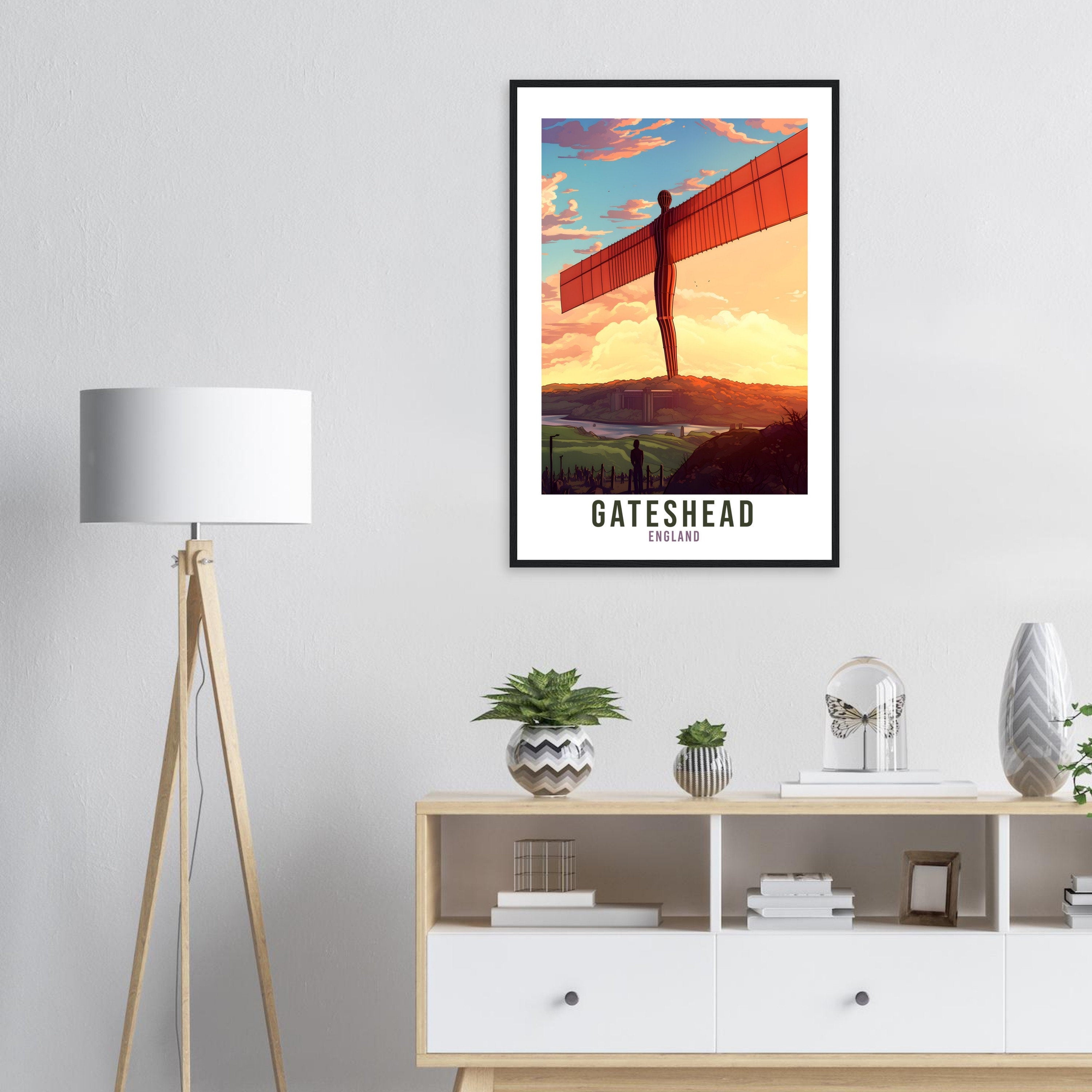 Gateshead Travel Print Gateshead Home Decor Gateshead Angel Northern Wall Hanging Gateshead Artwork Gift Newcastle Travel Poster Artwork