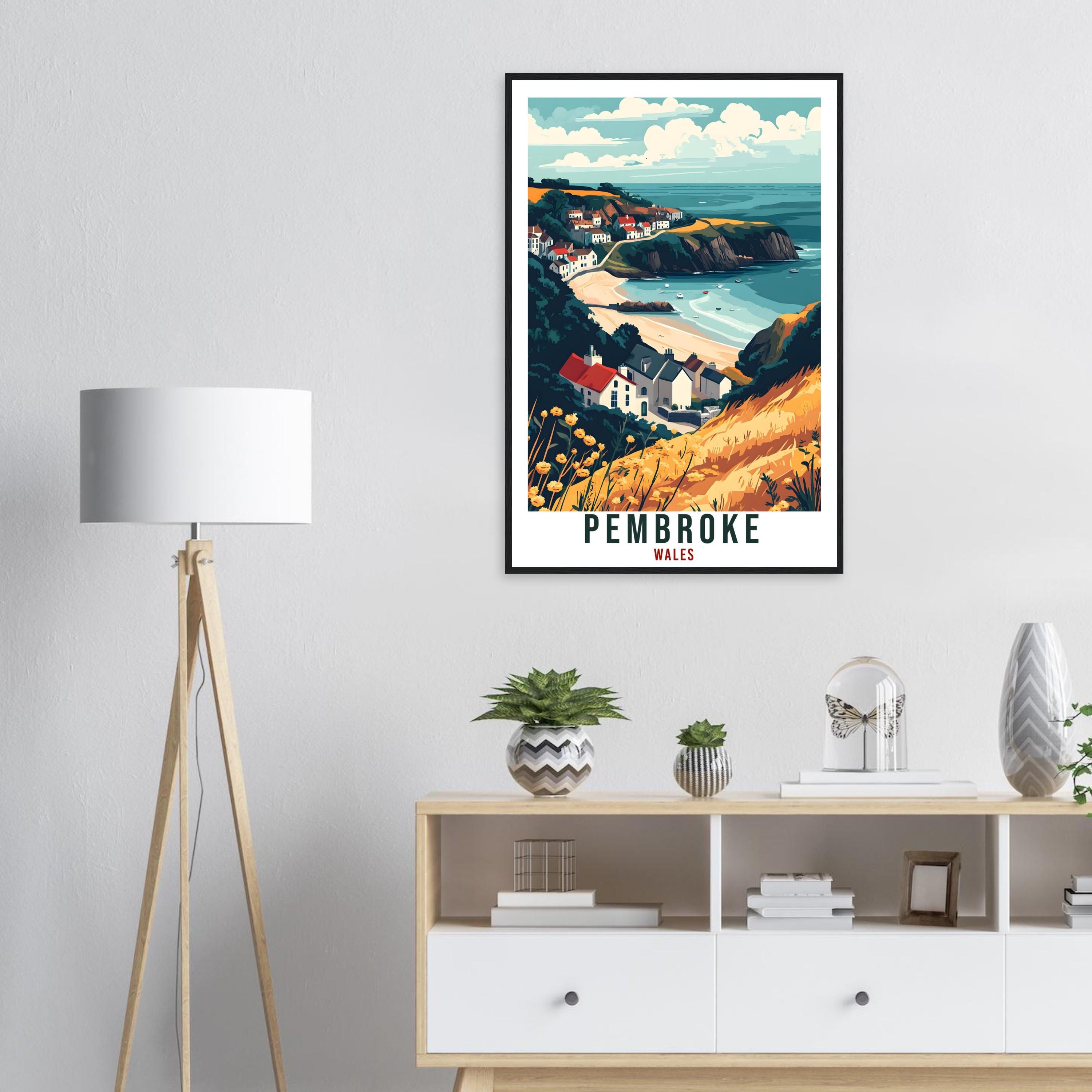 Pembroke Travel Print Wales Home Decor Pembroke Wall Art Wall Hanging Art Lover Wales Artwork Travel Poster Wales Pembroke Travel Art Gift