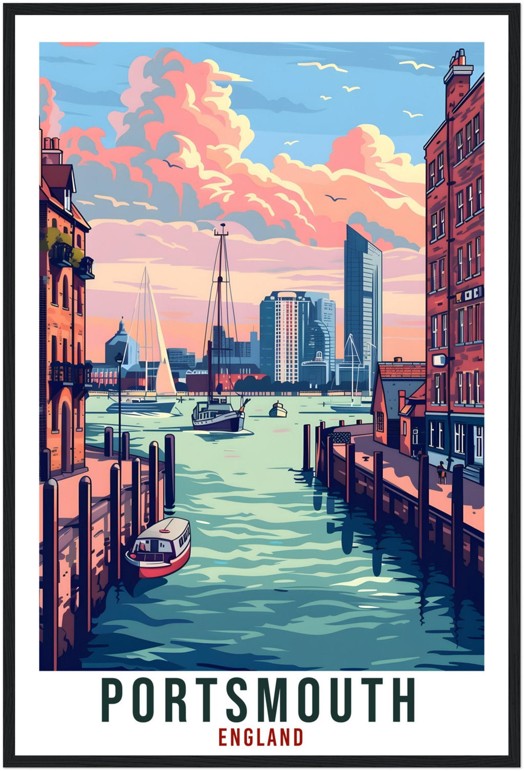 Portsmouth Travel Print Wall Art Wall Hanging Home Living Décor Portsmouth Gift Art Lovers Gift UK Artwork Gift Print England Travel Poster