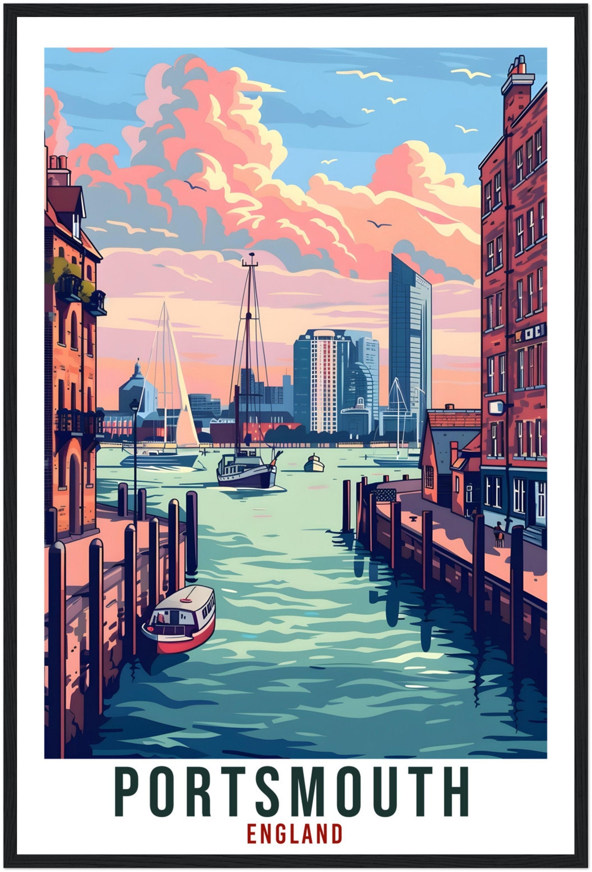 Portsmouth Travel Print Wall Art Wall Hanging Home Living Décor Portsmouth Gift Art Lovers Gift UK Artwork Gift Print England Travel Poster