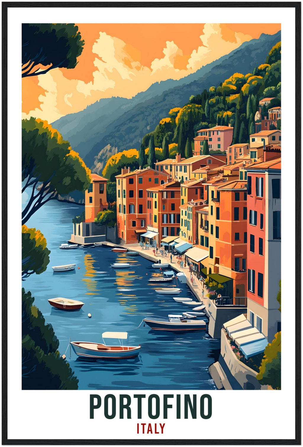 Portofino Travel Print Italy Home Decor Portofino Wall Art Gift Wall Hanging Art Lover Portofino Italian Artwork Travel Poster Travel Gift