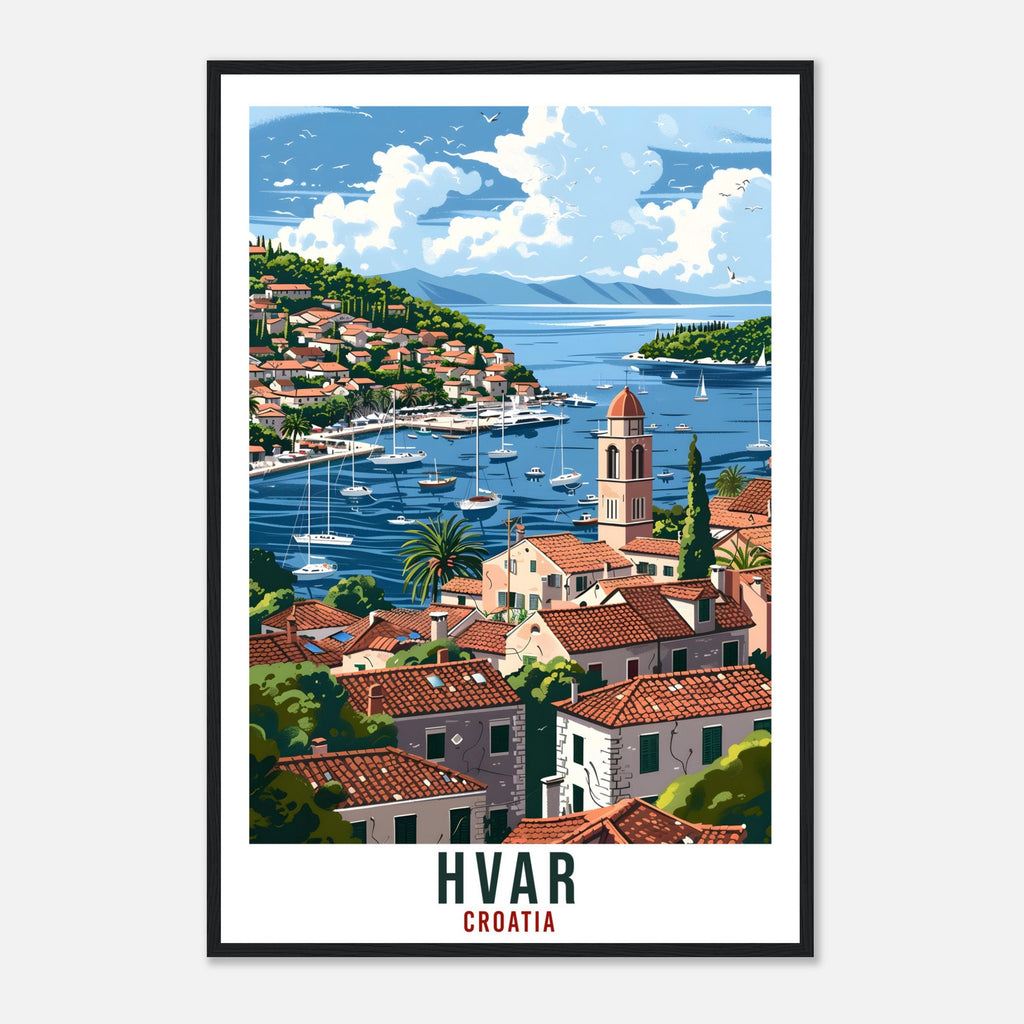 Hvar Travel Print Croatia Wall Art Wall Hanging Home Décor Hvar Gift Croatia Landmark Artwork Gift Croatia Holiday Travel Poster Hvar Island