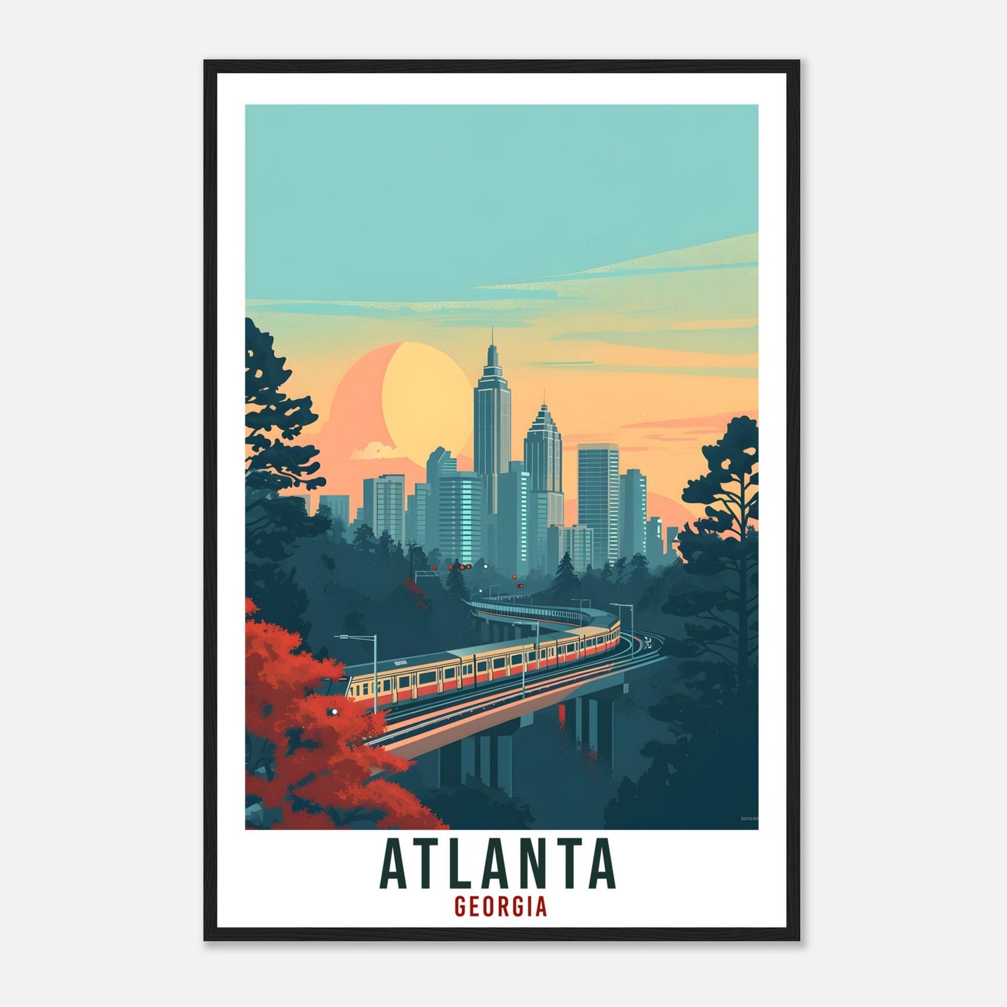 Atlanta Travel Print Georgia Home Decoration USA Cityscape Wall Art Gift Wall Hanging Art Lover Georgia Artwork Atlanta Travel Poster