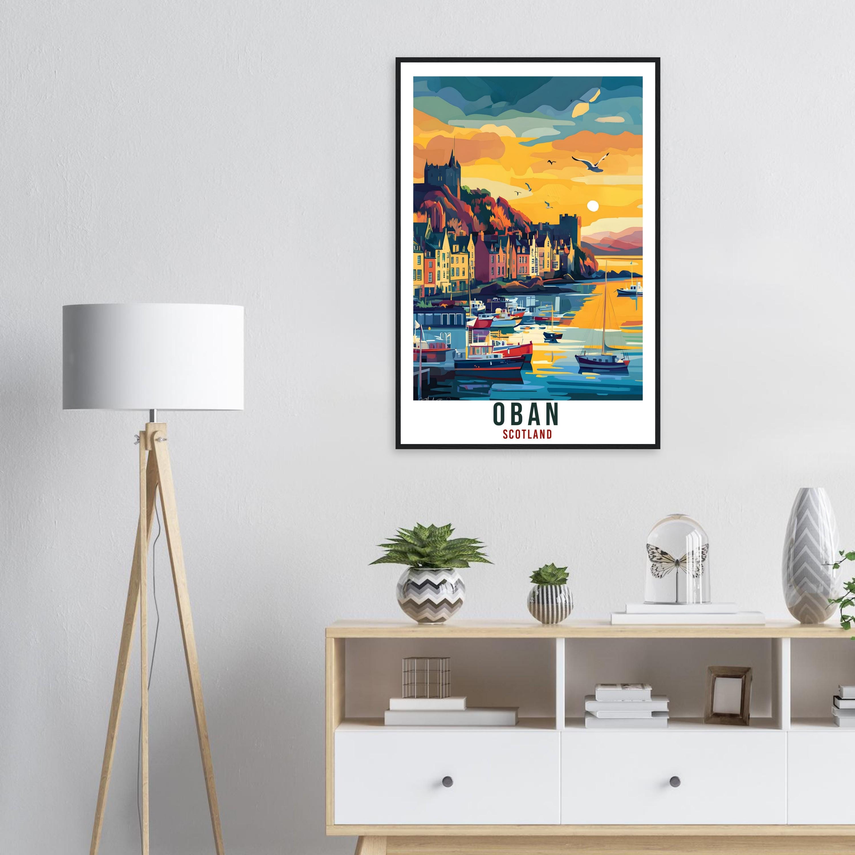 Oban Travel Print Scotland Home Decor Oban Wall Art Wall Hanging Art Lover Scotland Artwork Travel Poster Oban Travel Art Oban Scotland Gift