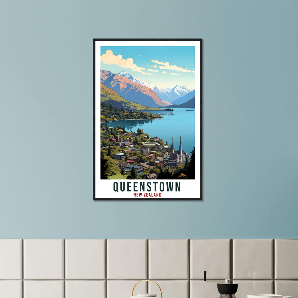 Queenstown Travel Print Wall Art Queenstown New Zealand City Artwork Queenstown Art Gift Queenstown Travel Poster New Zealand Art Lover Gift