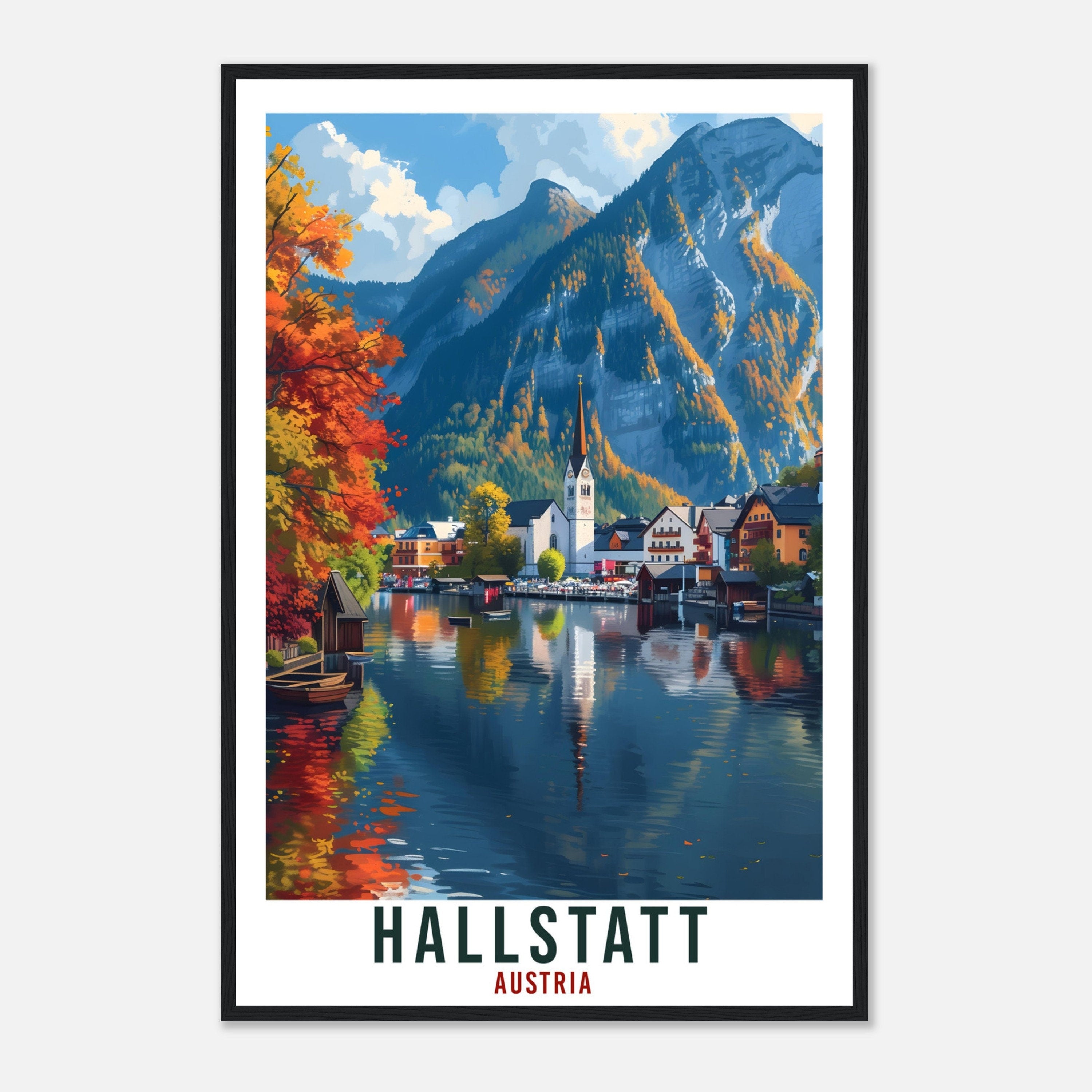 Hallstatt Travel Print Austria Decor Hallstatt Austrian City Wall Art Gift Wall Hanging Art Lover Austria Artwork Hallstatt Travel Poster