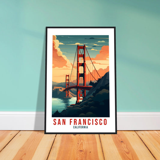 San Francisco Golden Gate Travel Print Wall Art San Francisco Sunset Wall Hanging Travel Poster San Fran USA Home Decor United States Travel