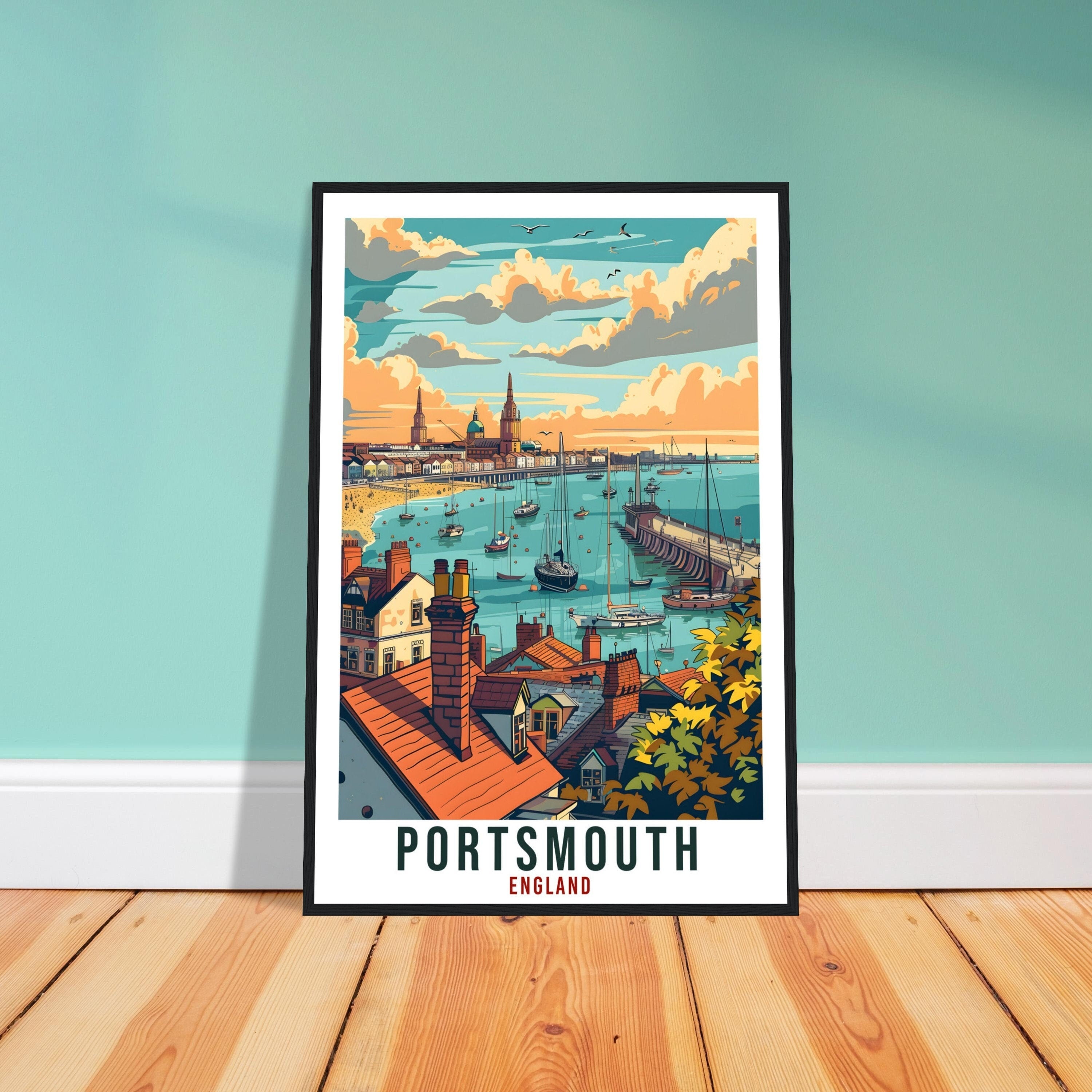 Portsmouth Travel Print Wall Art Wall Hanging Home Living Décor Portsmouth Gift Art Lovers Gift UK Artwork Gift Print England Travel Poster