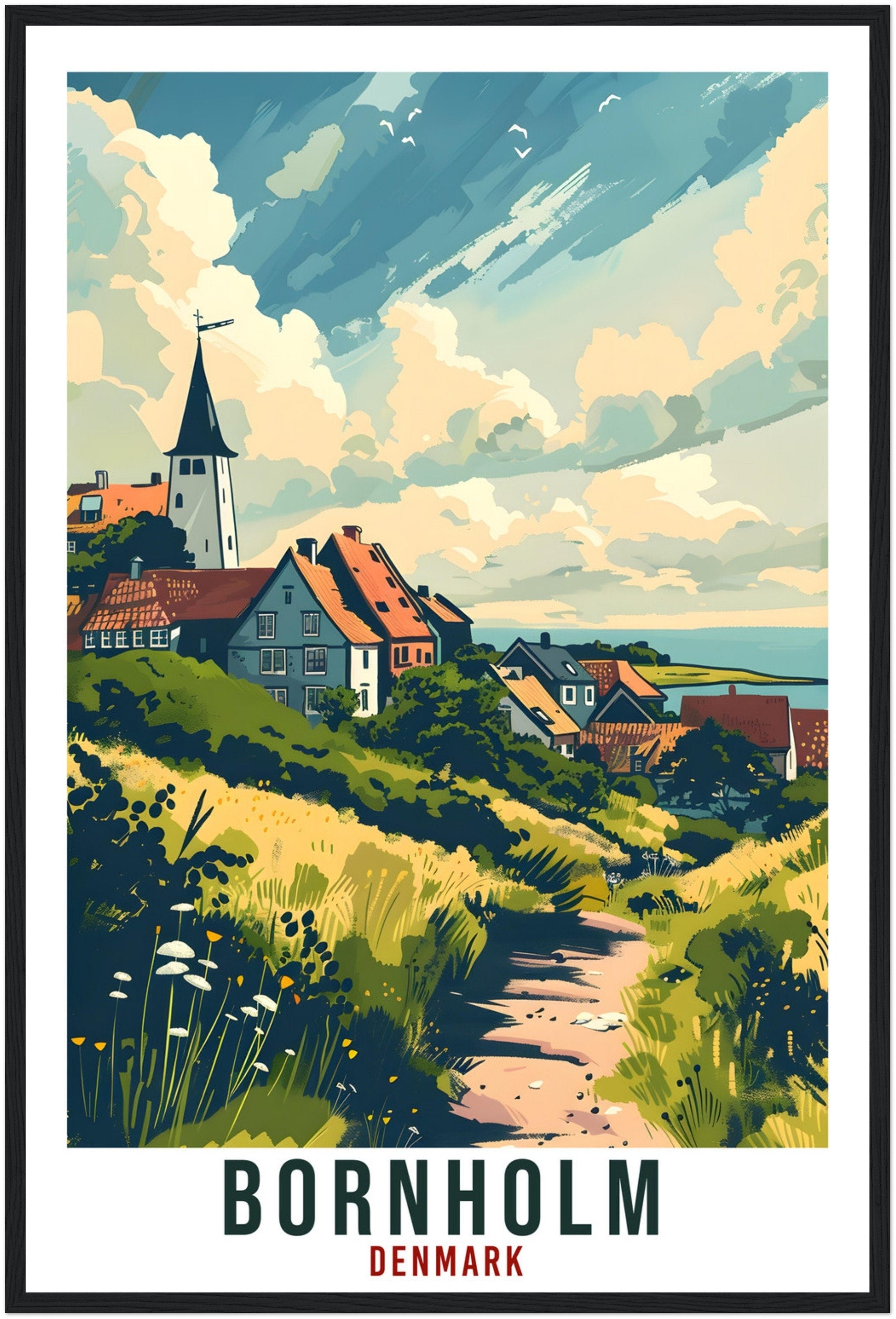 Bornholm Travel Print Denmark Wall Art Wall Hanging Home Living Décor Bornholm Gift Art Lover Gift Denmark Artwork Gift Danish Travel Poster