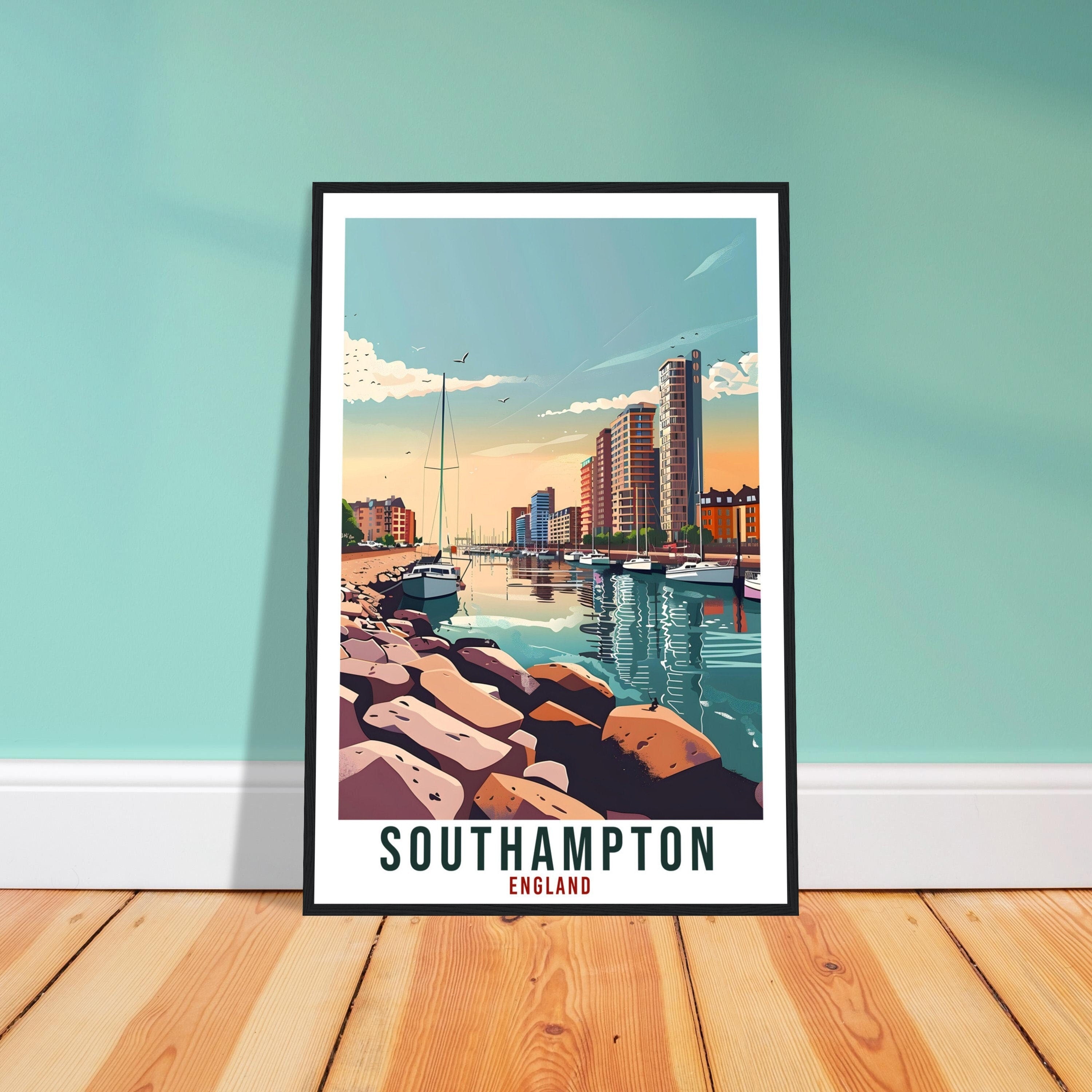 Southampton Travel Print Wall Art Wall Hanging Home Living Décor Southampton Gift Art Lovers UK Artwork Gift Print English Travel Poster
