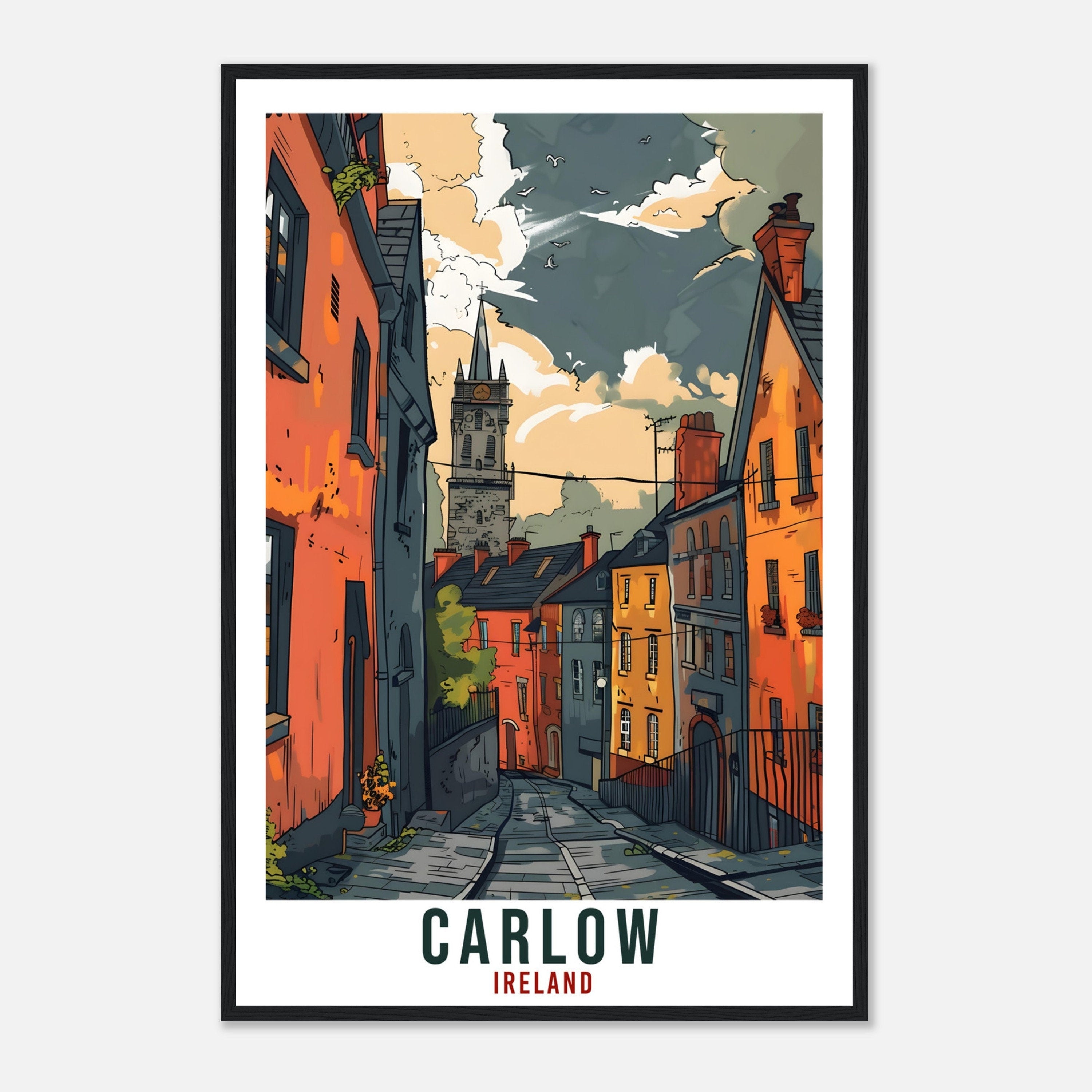 Carlow Travel Print Ireland Wall Art Wall Hanging Home Living Décor Carlow Gift Art Lovers Gift Irish Artwork Gift Ireland Travel Poster