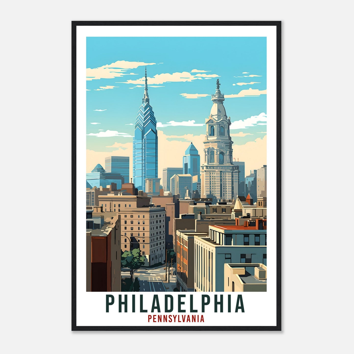 Philadelphia Travel Poster Pennsylvania Home Decor USA Wall Art Gift Wall Hanging Art Lover Pennsylvania Artwork Philadelphia Travel Print