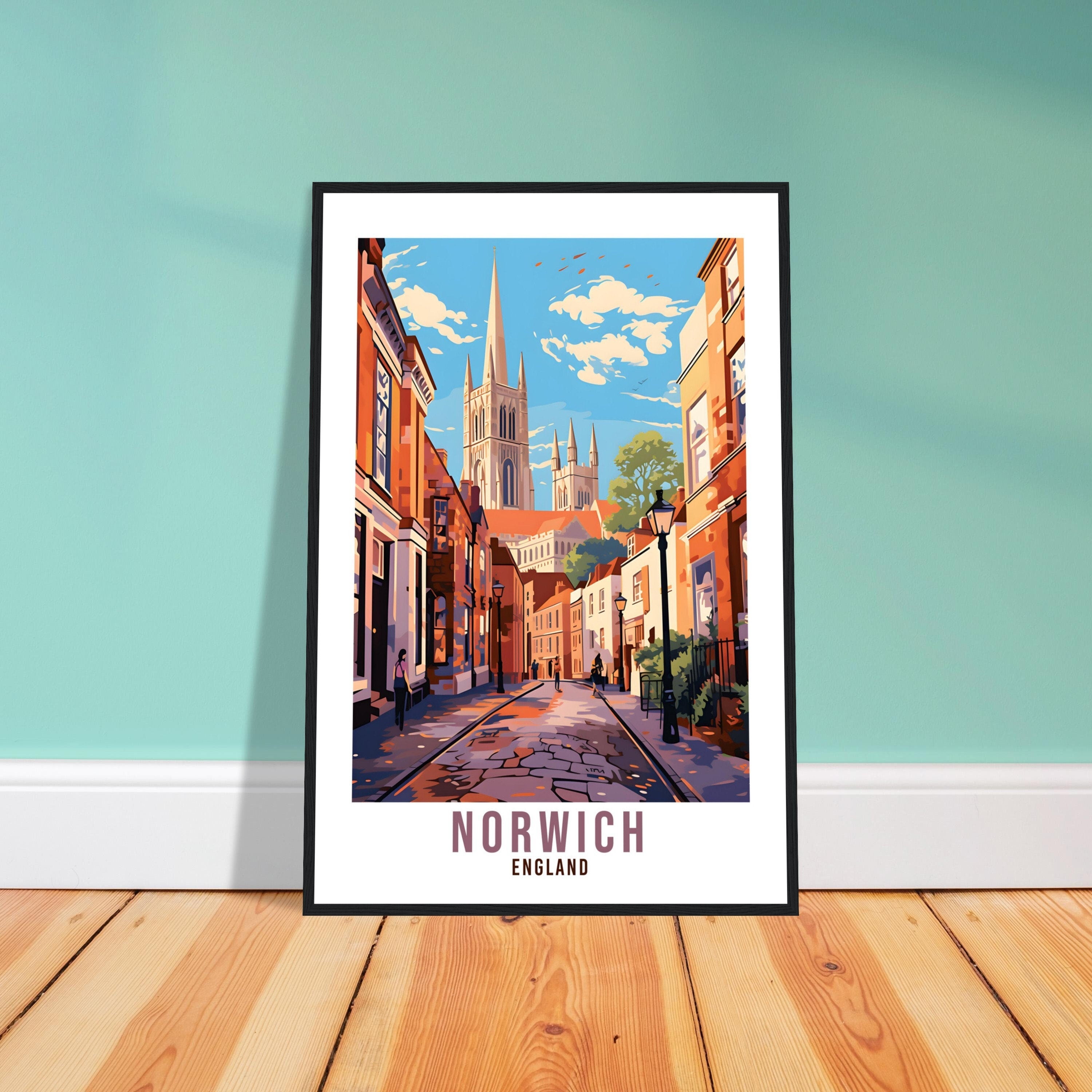 Norwich Travel Print Home Decor Norfolk Eastern England Wall Hanging Norwich Artwork Gift Norwich Travel Poster Norwich City Artwork