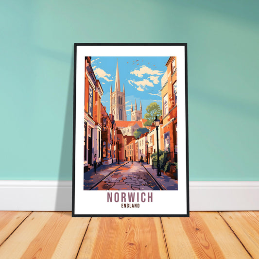 Norwich Travel Print Home Decor Norfolk Eastern England Wall Hanging Norwich Artwork Gift Norwich Travel Poster Norwich City Artwork