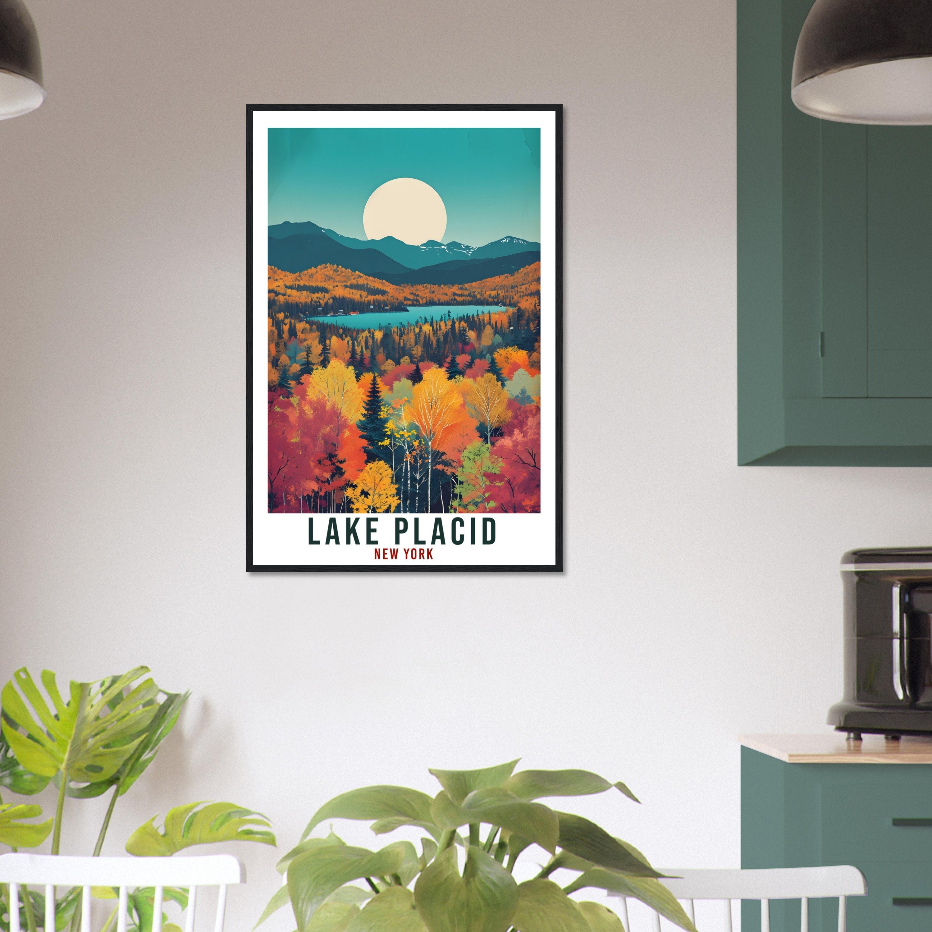 Lake Placid Travel Print New York Home Decoration USA City Wall Art Gift Wall Hanging Art Lover New York Artwork Lake Placid Travel Poster