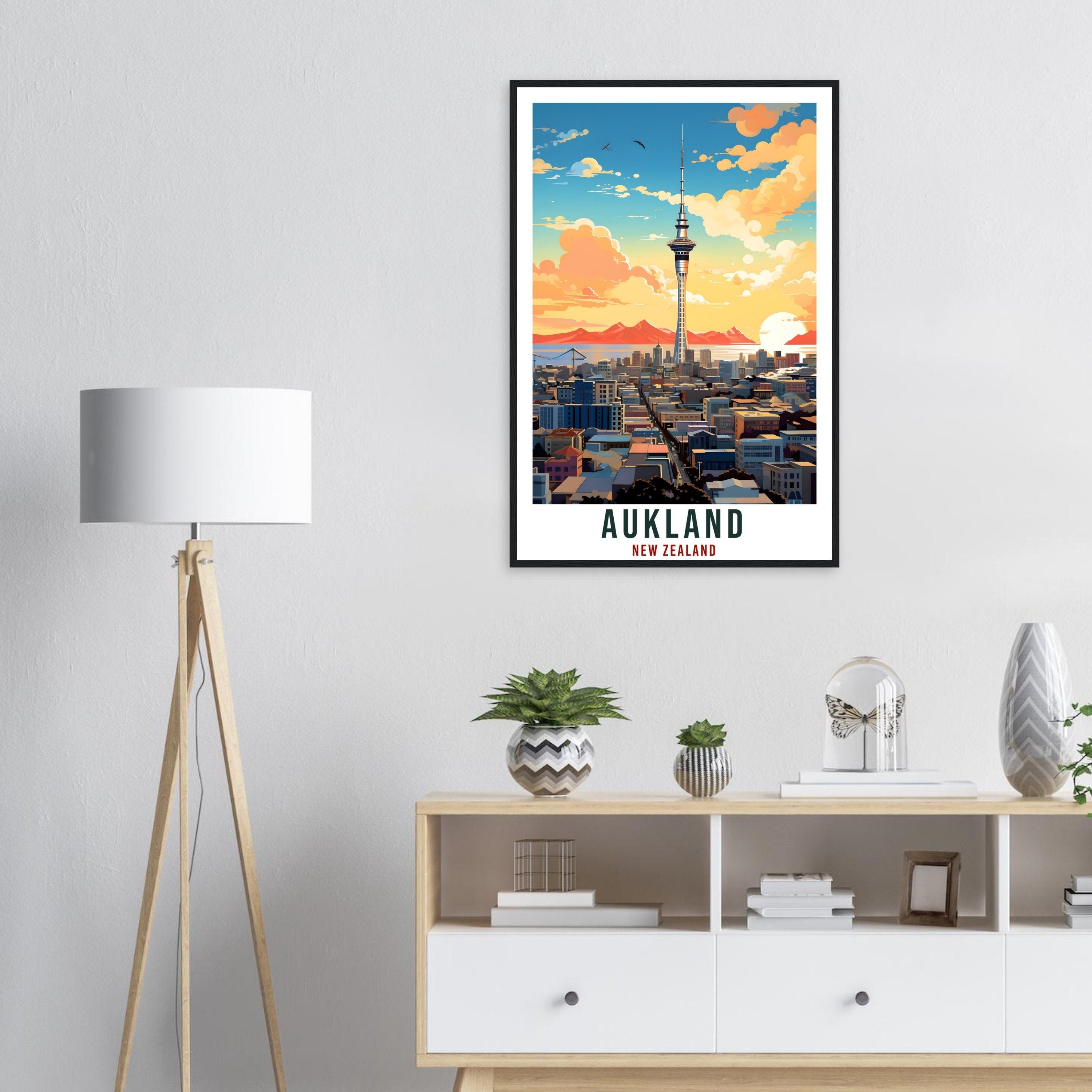 Aukland Travel Print Wall Art Aukland New Zealand City Landscape Artwork Aukland Art Gifts Aukland Travel Poster New Zealand Art Lovers Gift