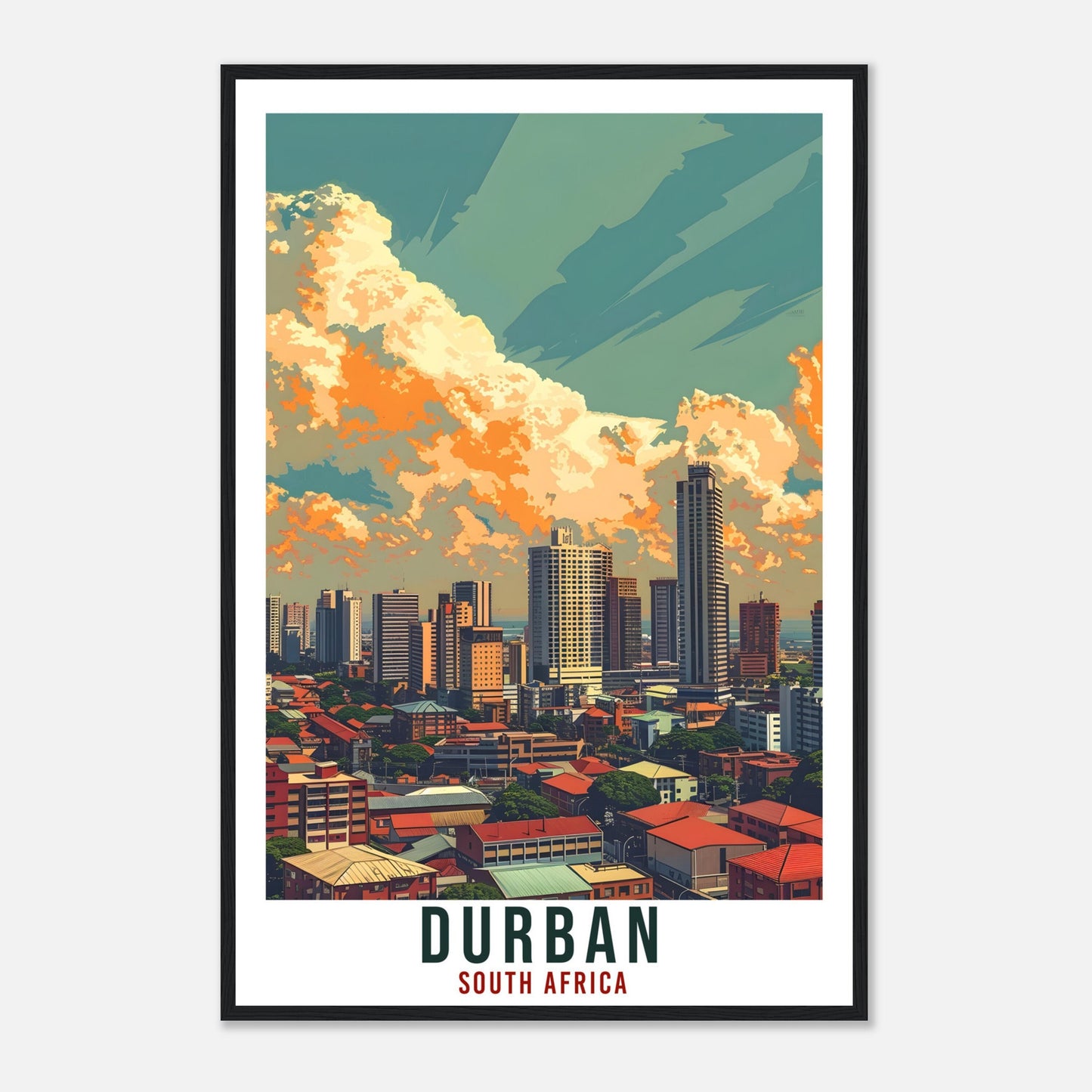 Durban South Africa Travel Poster Wall Art Wall Hanging Home Décor Durban Gift Art Lovers Artwork Gift Print South African Landmark Print
