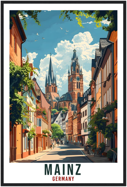 Mainz Travel Print Germany Home Decoration Mainz German City Wall Art Gift Wall Hanging Art Lover Germany Artwork Mainz Travel Poster