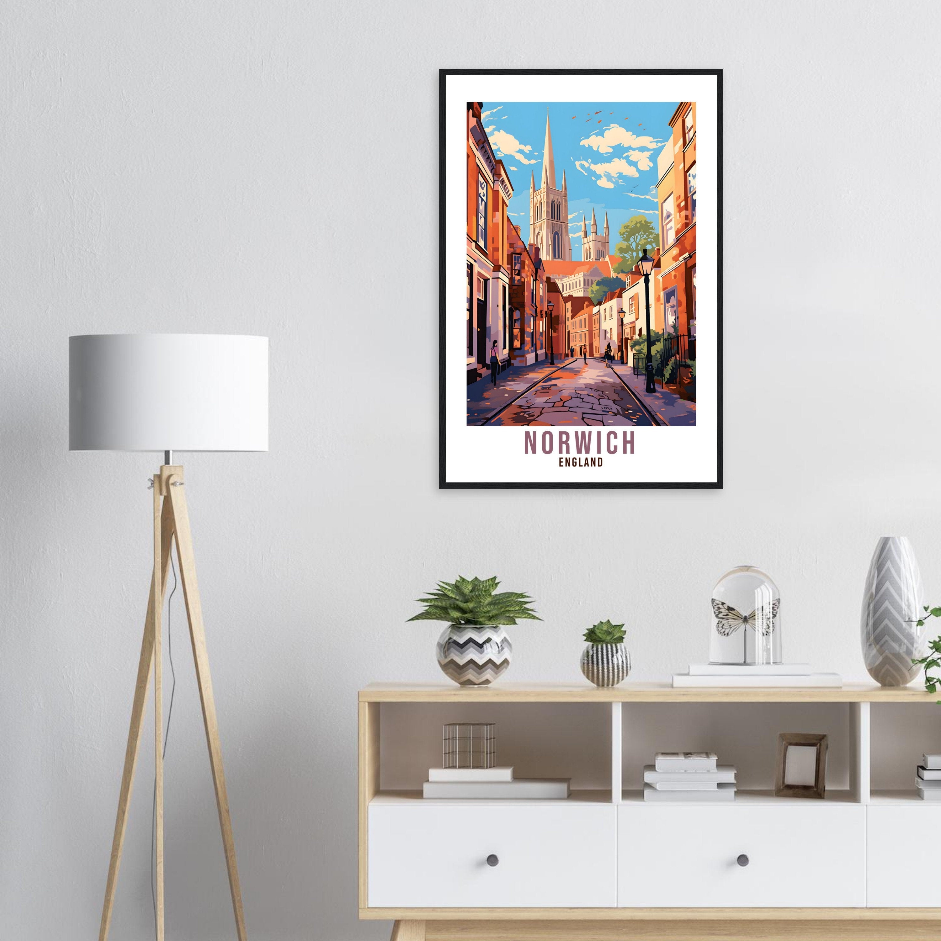 Norwich Travel Print Home Decor Norfolk Eastern England Wall Hanging Norwich Artwork Gift Norwich Travel Poster Norwich City Artwork