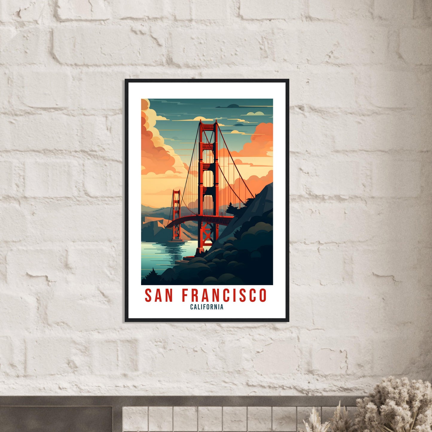 San Francisco Golden Gate Travel Print Wall Art San Francisco Sunset Wall Hanging Travel Poster San Fran USA Home Decor United States Travel