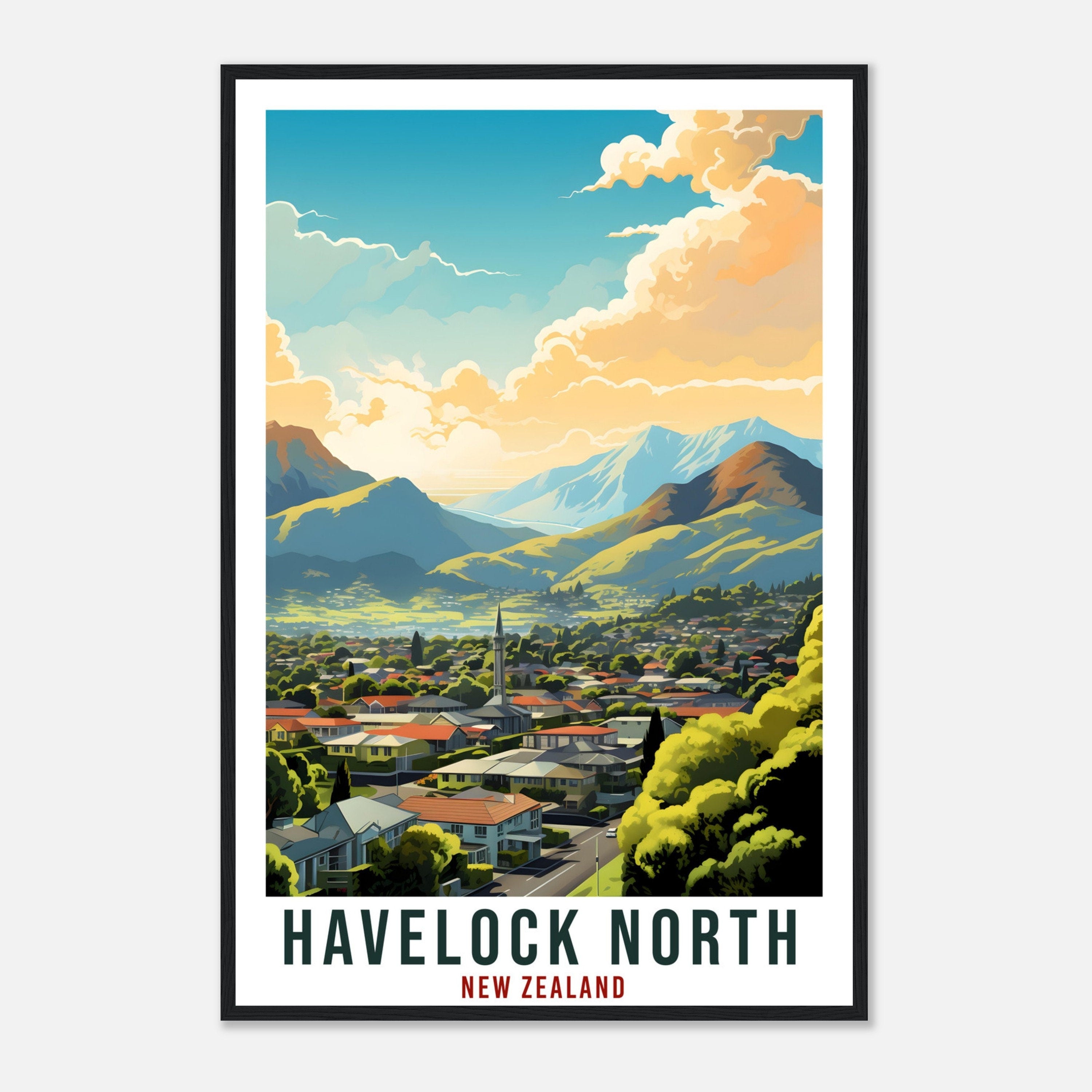 Havelock North Travel Print Wall Art Havelock North New Zealand Decor Artwork Gift Havelock NorthTravel Poster New Zealand Art Lover Gift
