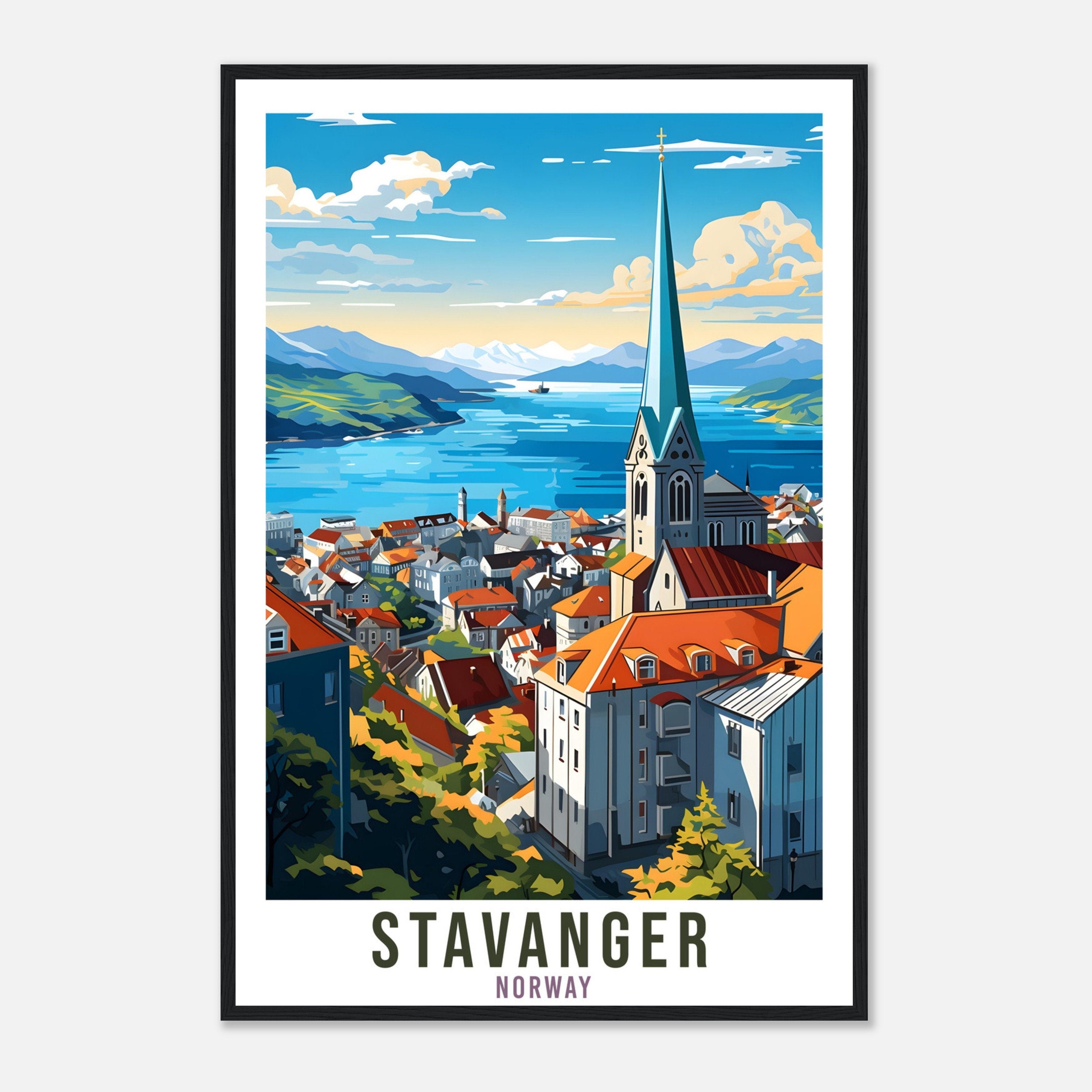 Stavanger Norway Travel Print Stavanger Wall Hanging Norway Arctic Stavanger Travel Poster Northern Norway Wall Art Stavanger Travel Poster