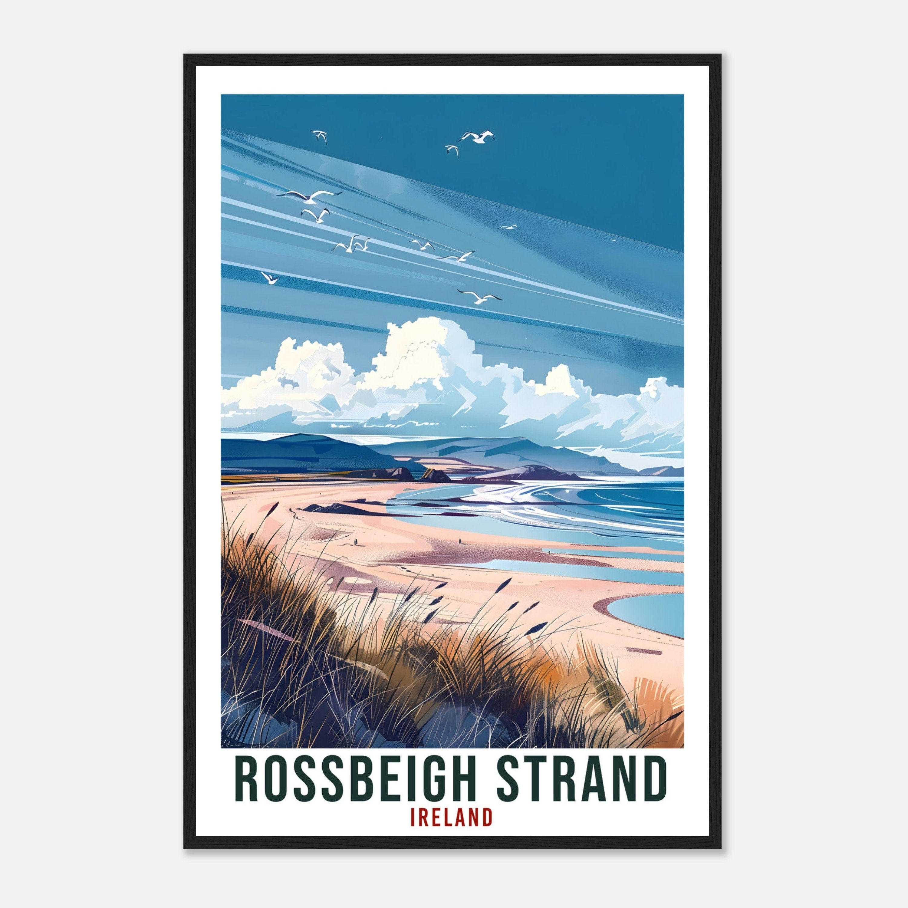 Rossbeigh Strand Travel Print Ireland Wall Art Wall Hanging Décor Rossbeigh Gift Art Lovers Gift Co Kerry Artwork Gift Ireland Travel Poster