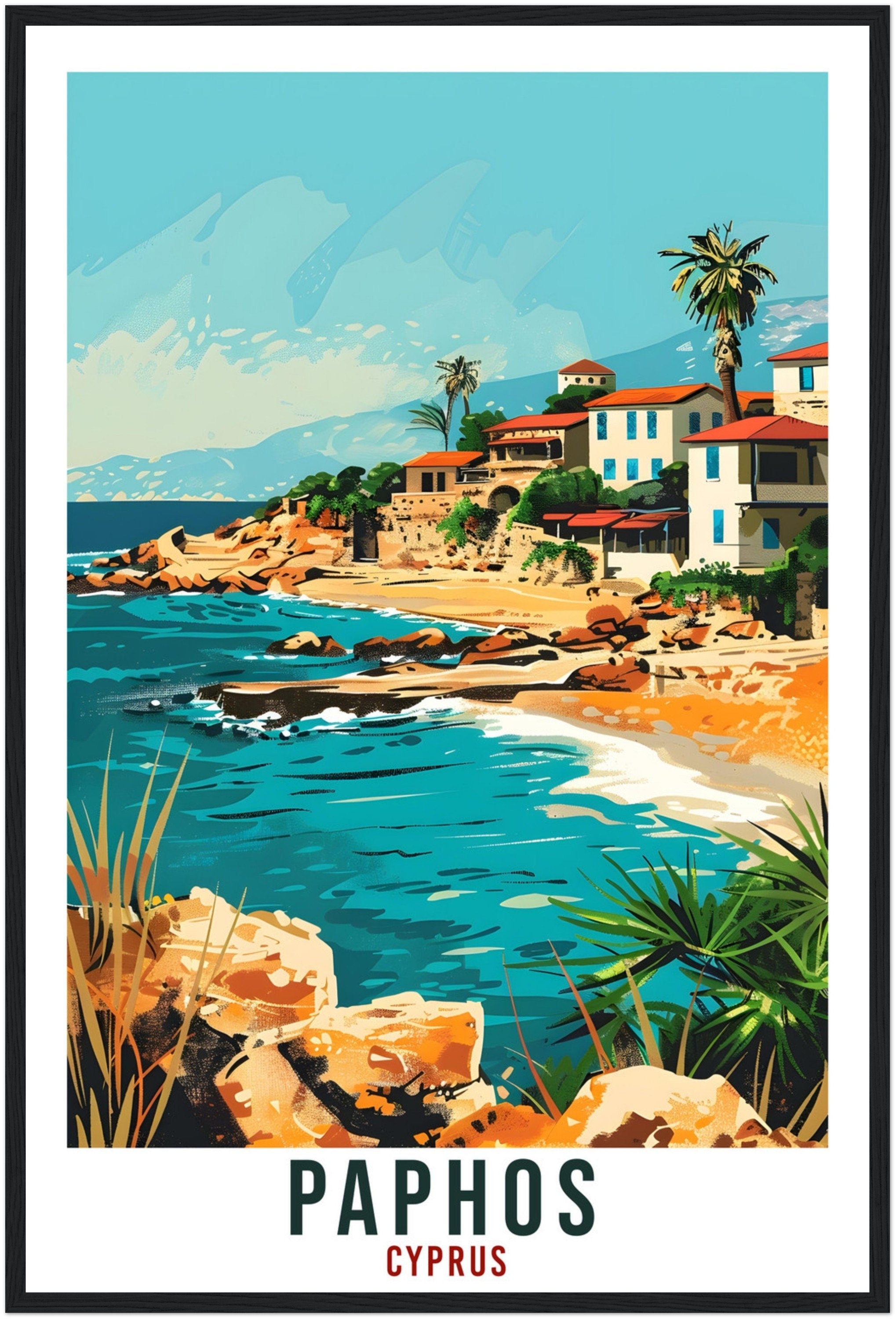 Paphos Cyprus Travel Print Paphos Wall Art Wall Hanging Home Décor Paphos Gift Cyprus Landmark Artwork Gift Cyprus Holiday Travel Poster