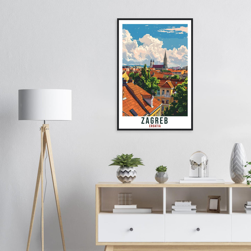Zagreb Travel Print Croatia Wall Art Wall Hanging Home Décor Zagreb Gift Croatian Landmark Artwork Gift Croatia Holiday Travel Poster Zagreb