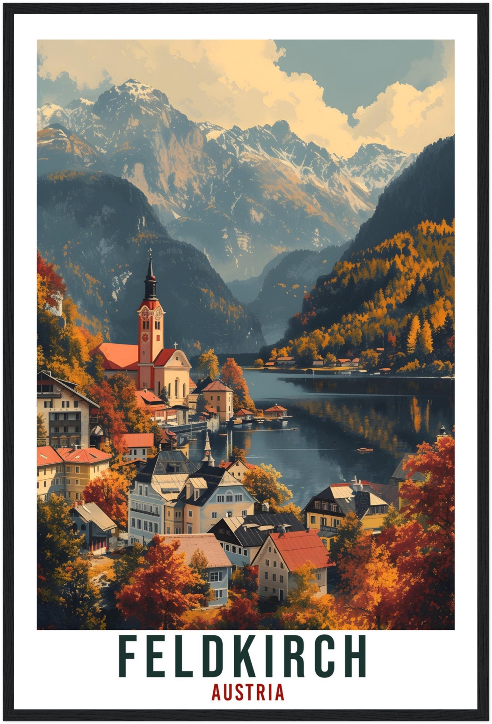 Feldkirch Travel Poster Austria Home Decor Feldkirch Austrian Wall Art Gift Wall Hanging Art Lover Austria Artwork Feldkirch Travel Print