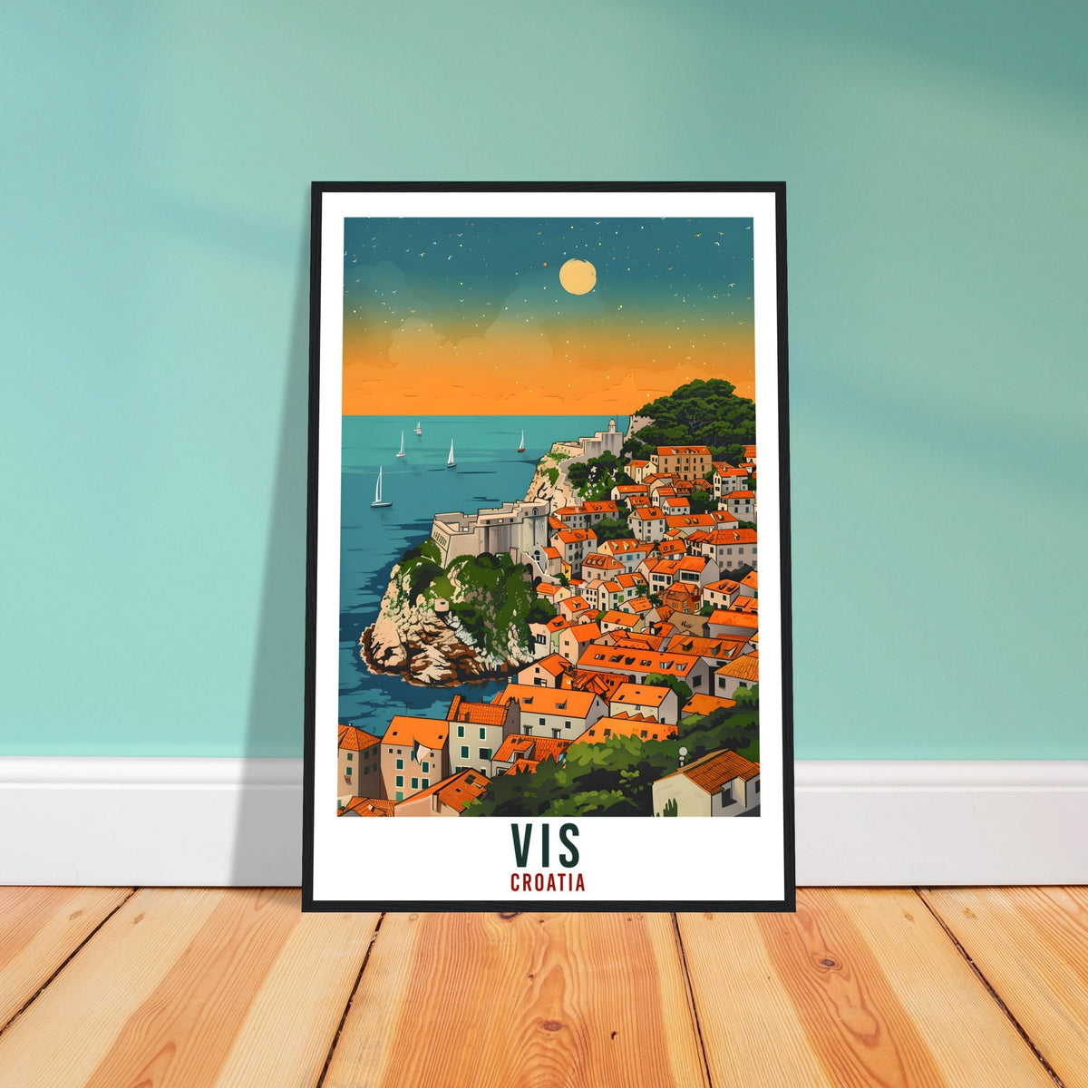 Vis Island Travel Print Croatia Wall Art Wall Hanging Home Décor Vis Gift Croatian Landmark Artwork Gift Vis Croatia Holiday Travel Poster