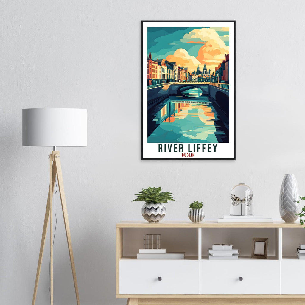 River Liffey Travel Print Ireland Decor River Liffey Wall Art Wall Hanging Irish Artwork Travel Poster Liffey Dublin Ireland Travel Art