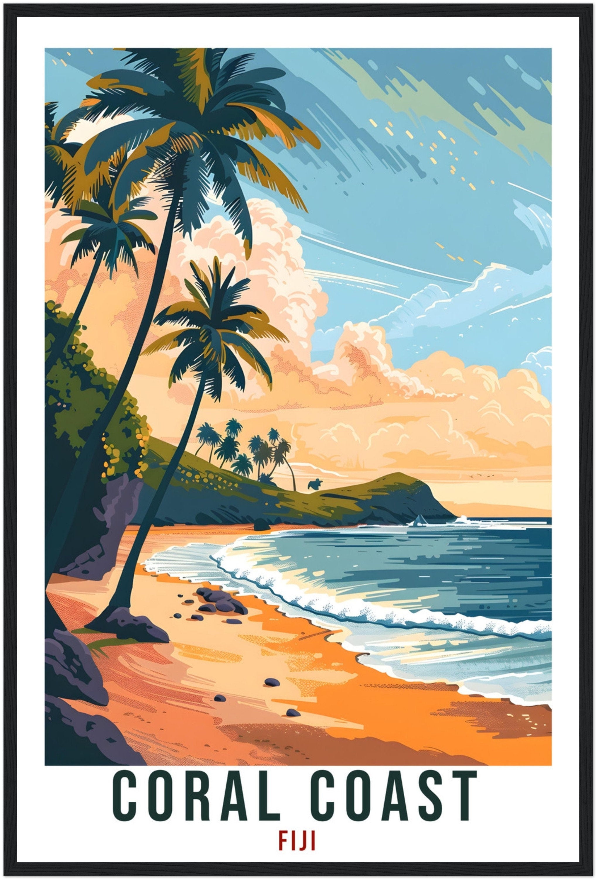 Coral Coast Fiji Travel Print Fiji Wall Art Wall Hanging Home Décor Coral Coast Gift Fiji Islands Artwork Travel Art Fijian Travel Poster