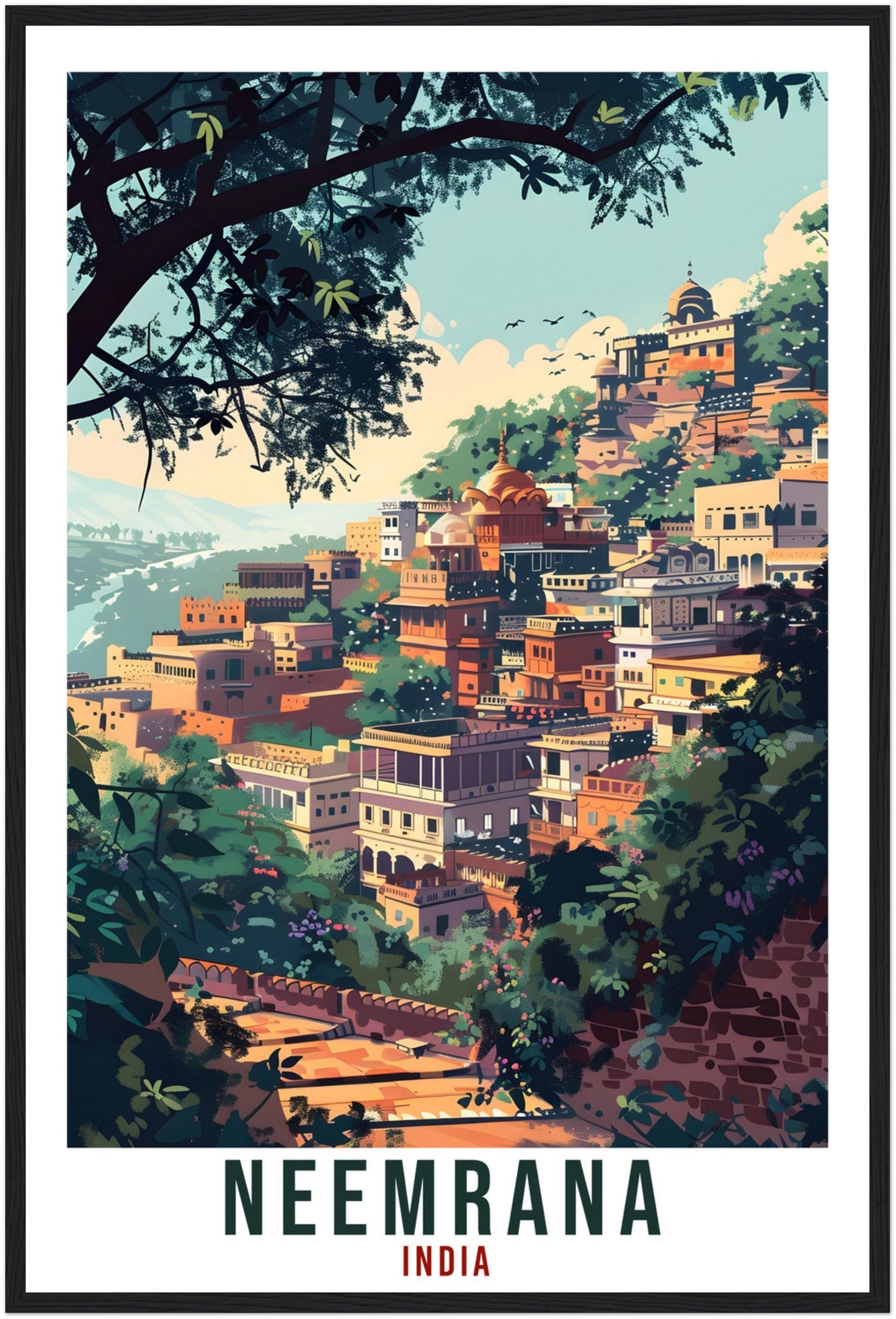 Neemrana Travel Print India Home Decoration Wall Art Gift Wall Hanging Art Lover Indian Artwork India Neemrana Travel Poster Cityscape Print