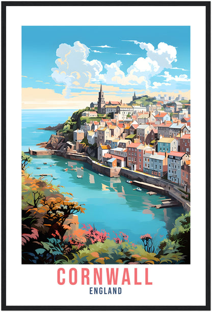 Cornwall Travel Print Cornwall Seaside Home Decor Coastal Landscape England Nature Wall Hanging Cornwall Artwork Gift Cornwall Travel Poster